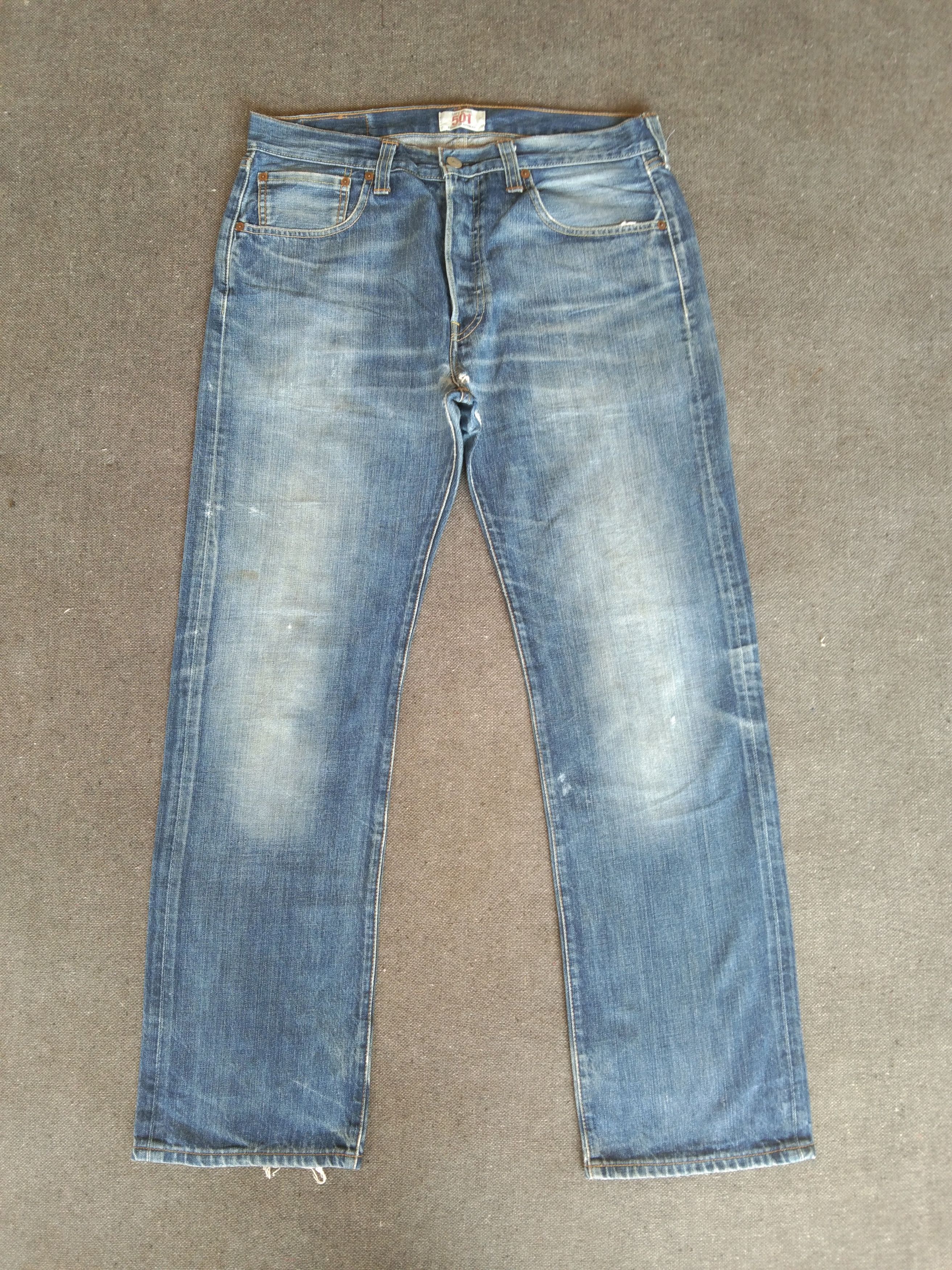 image of Levis x Vintage Levi's 501 Light Wash Distressed Jeans 34X31 in Blue, Men's