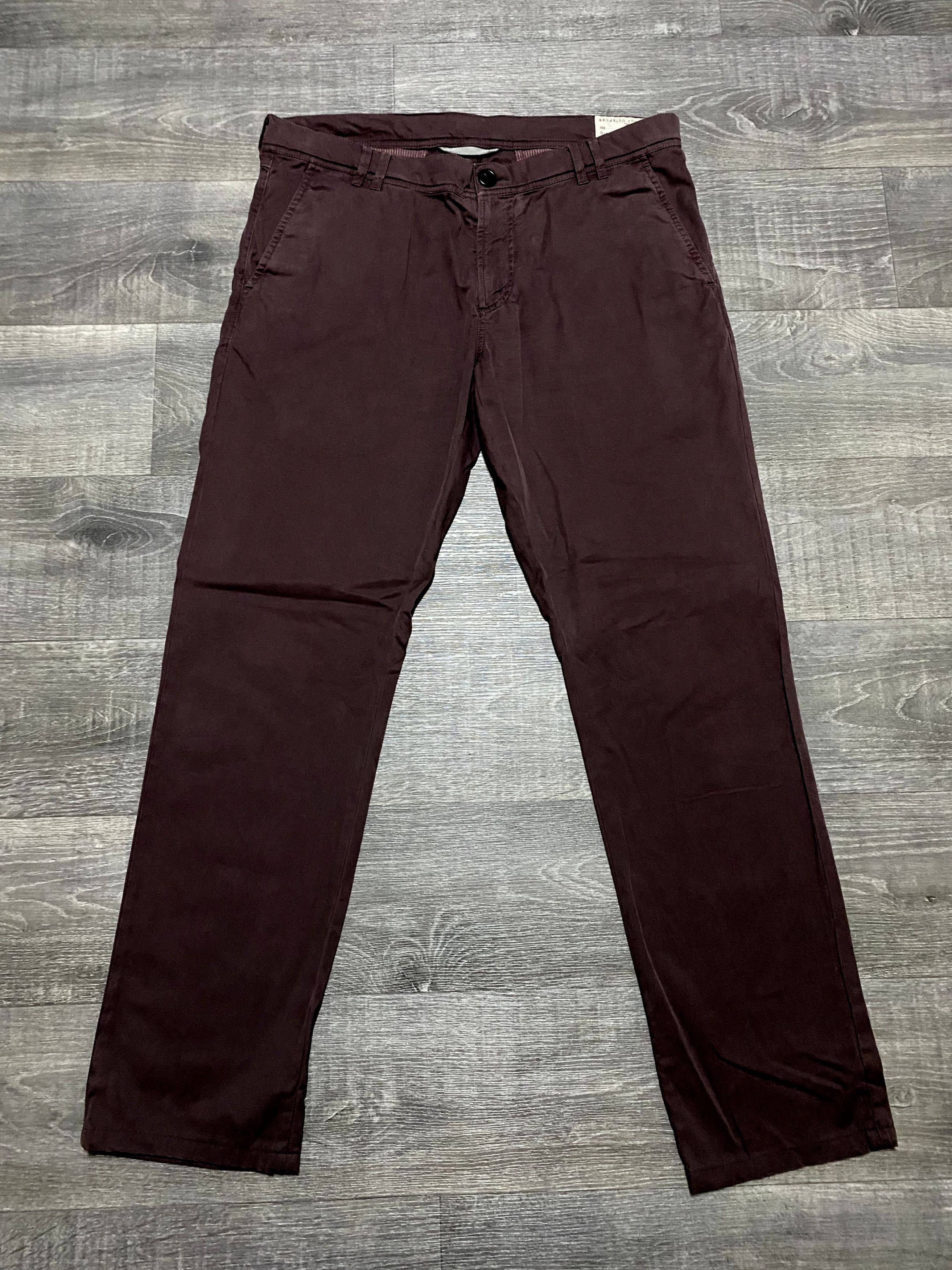 Brunello Cucinelli Brunello Cucinelli Dyed Burgundy Cotton Chino Trousers Size US 36 / EU 52 - 2 Thumbnail