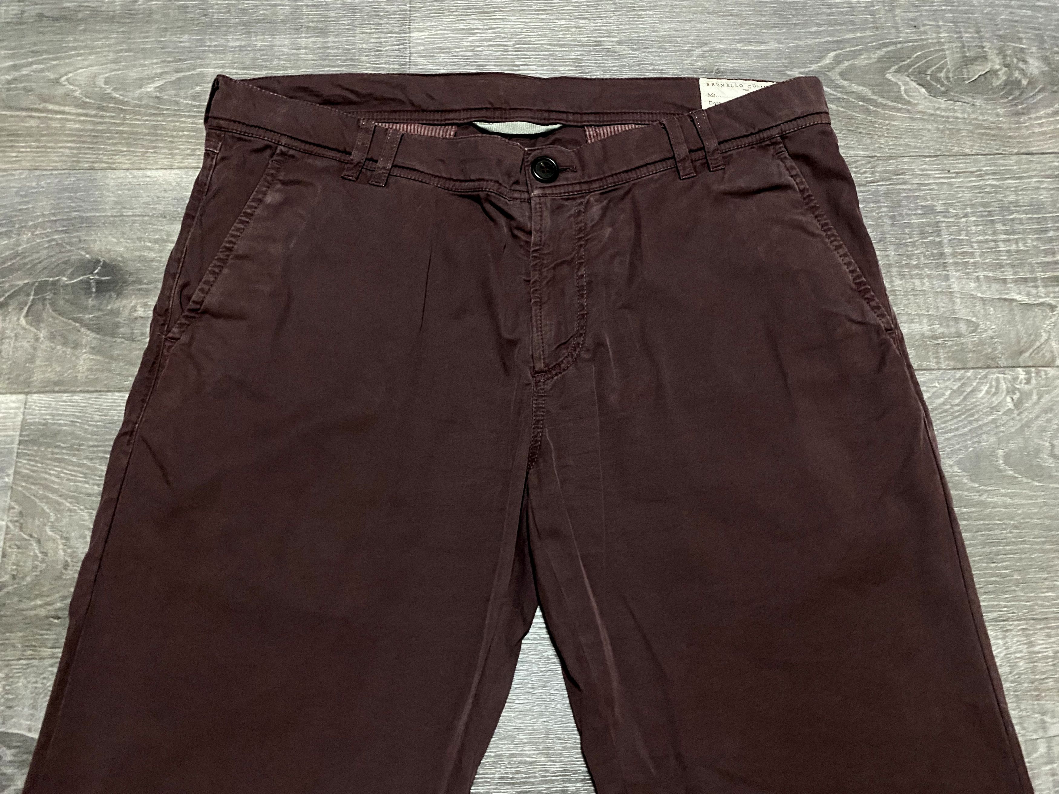 Brunello Cucinelli Brunello Cucinelli Dyed Burgundy Cotton Chino Trousers Size US 36 / EU 52 - 6 Thumbnail