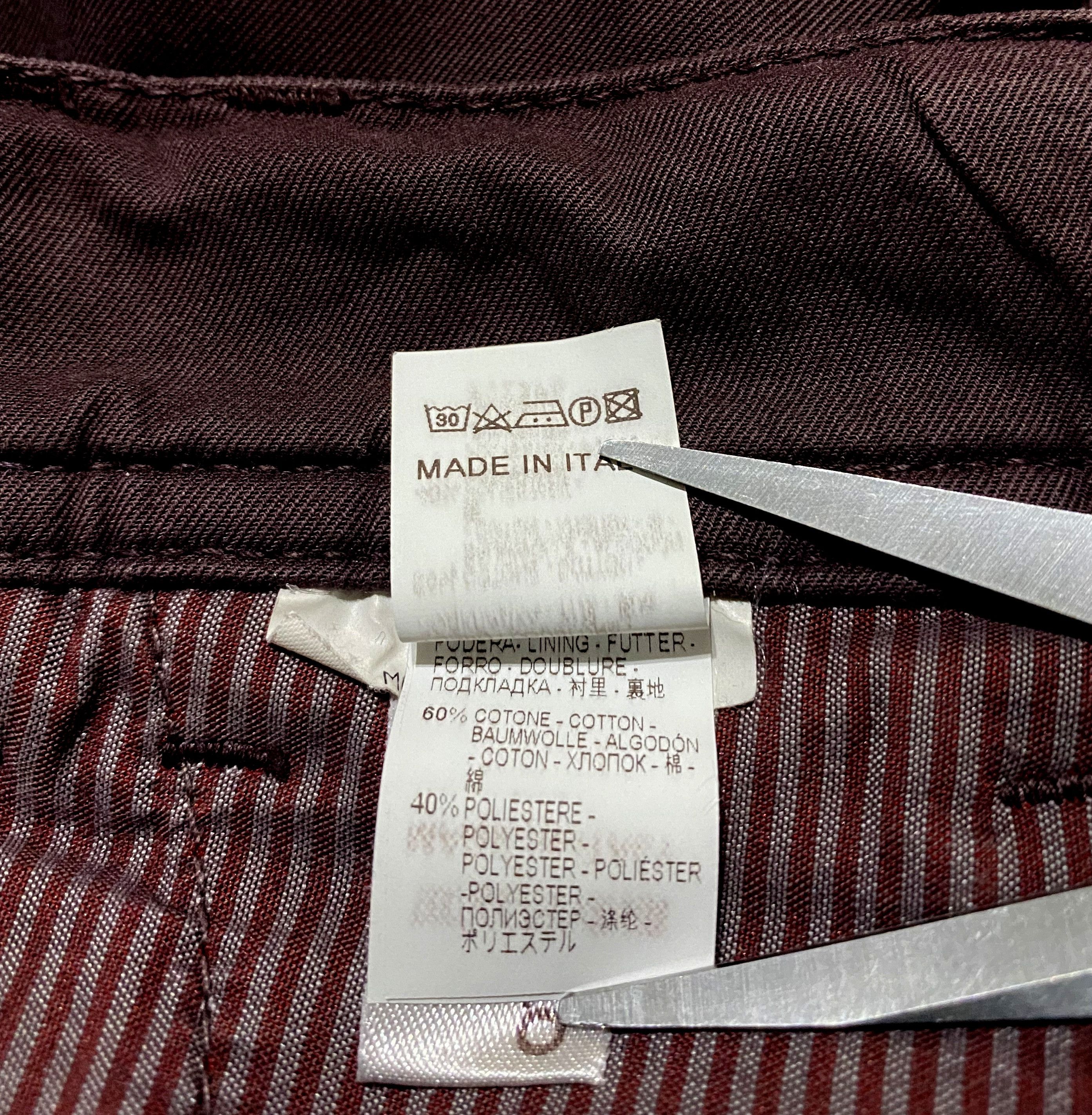Brunello Cucinelli Brunello Cucinelli Dyed Burgundy Cotton Chino Trousers Size US 36 / EU 52 - 14 Thumbnail