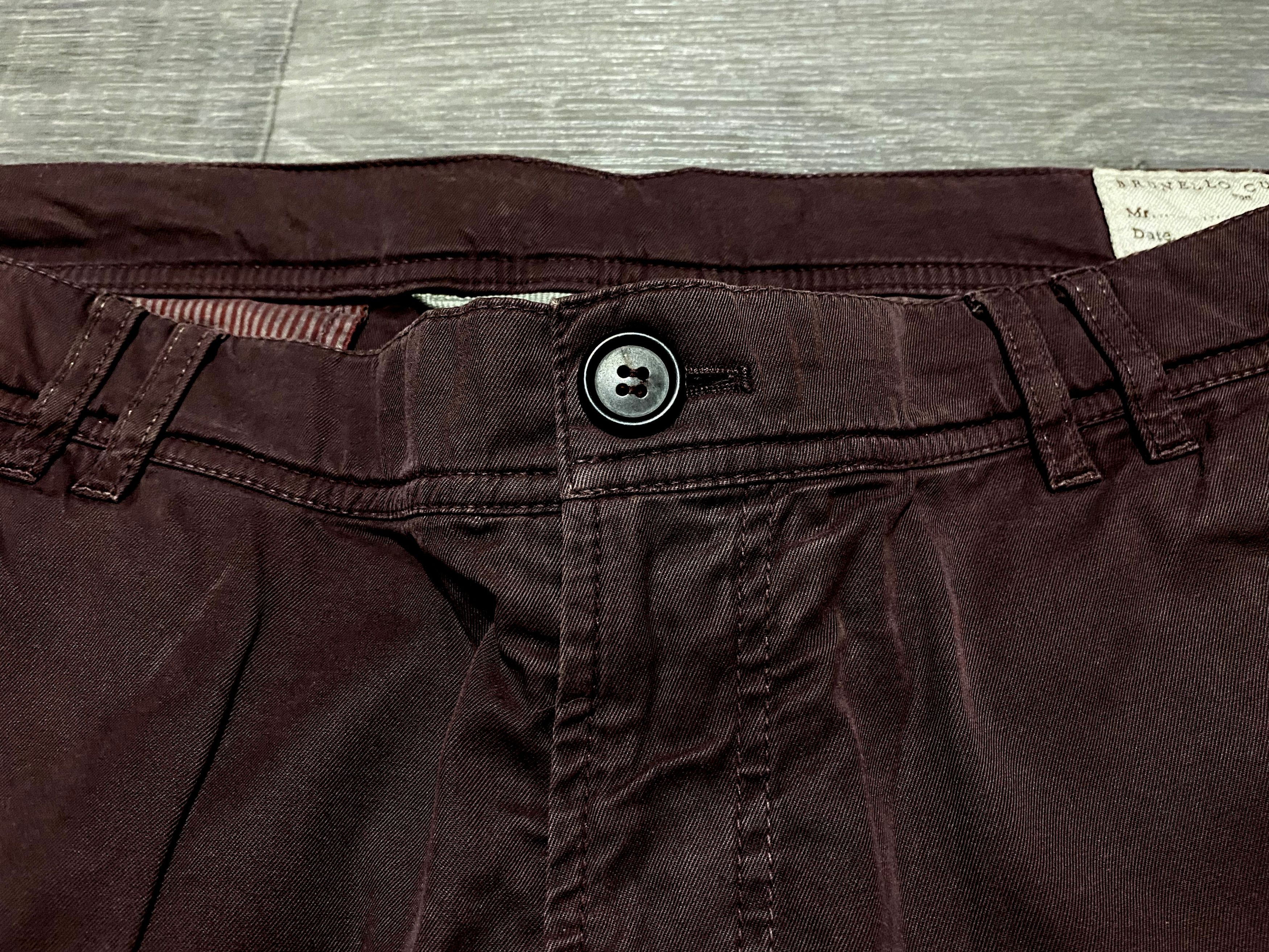 Brunello Cucinelli Brunello Cucinelli Dyed Burgundy Cotton Chino Trousers Size US 36 / EU 52 - 9 Thumbnail