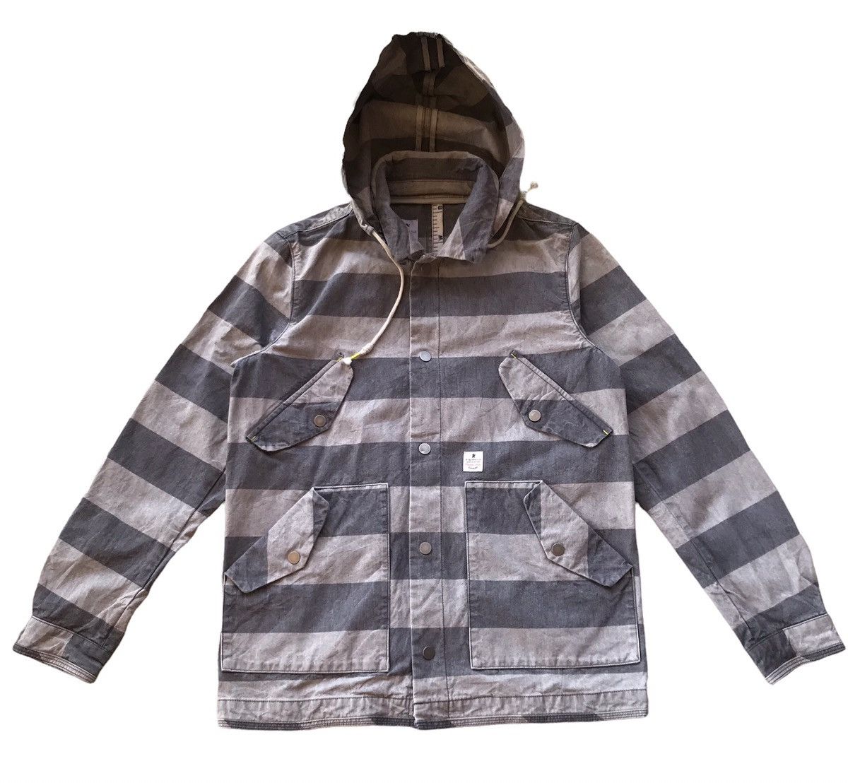 R.Newbold Vintage R.Newbold Grey Striped Hooded Cotton Jacket Size M Size US S / EU 44-46 / 1 - 1 Thumbnail