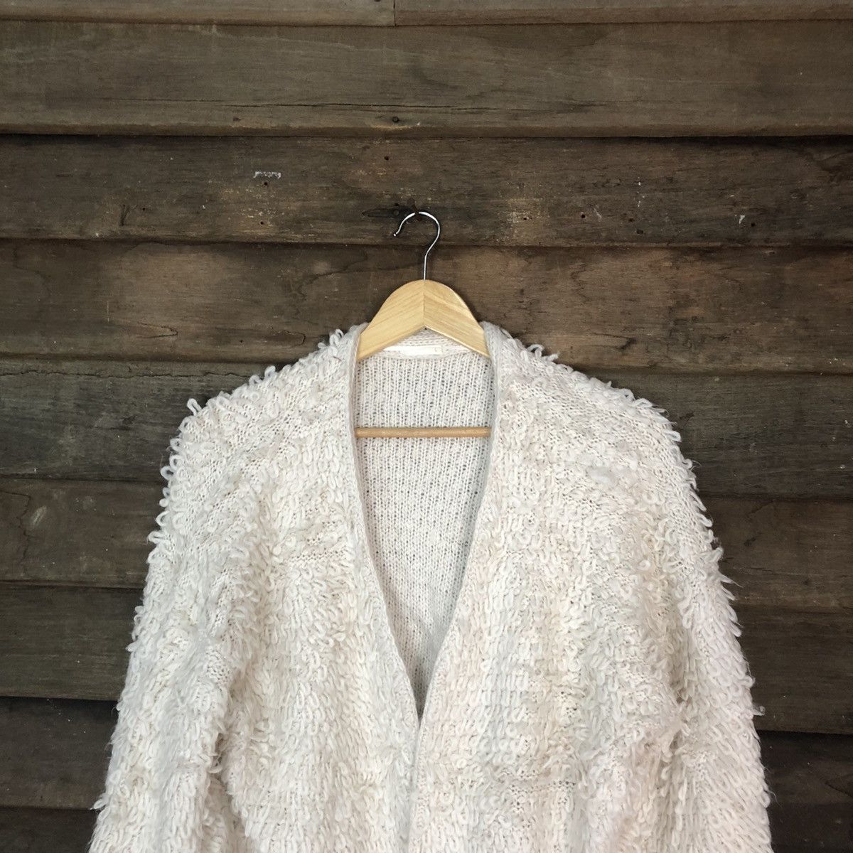 Japanese Brand GU White Mohair shaggy cardigan japan Knitwear #H345 Size US L / EU 52-54 / 3 - 2 Thumbnail