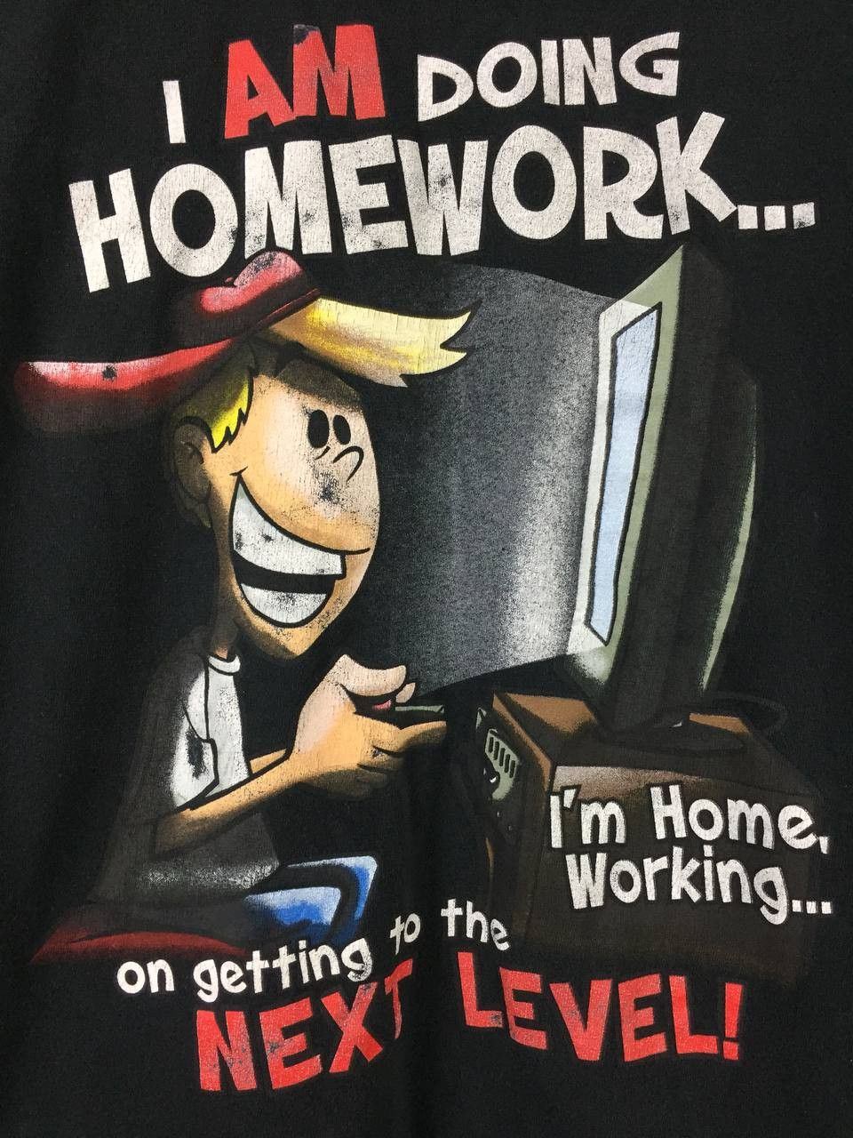 Hanes Vtg I Am Doing Homework Wording Graphic Tee Size US M / EU 48-50 / 2 - 3 Thumbnail