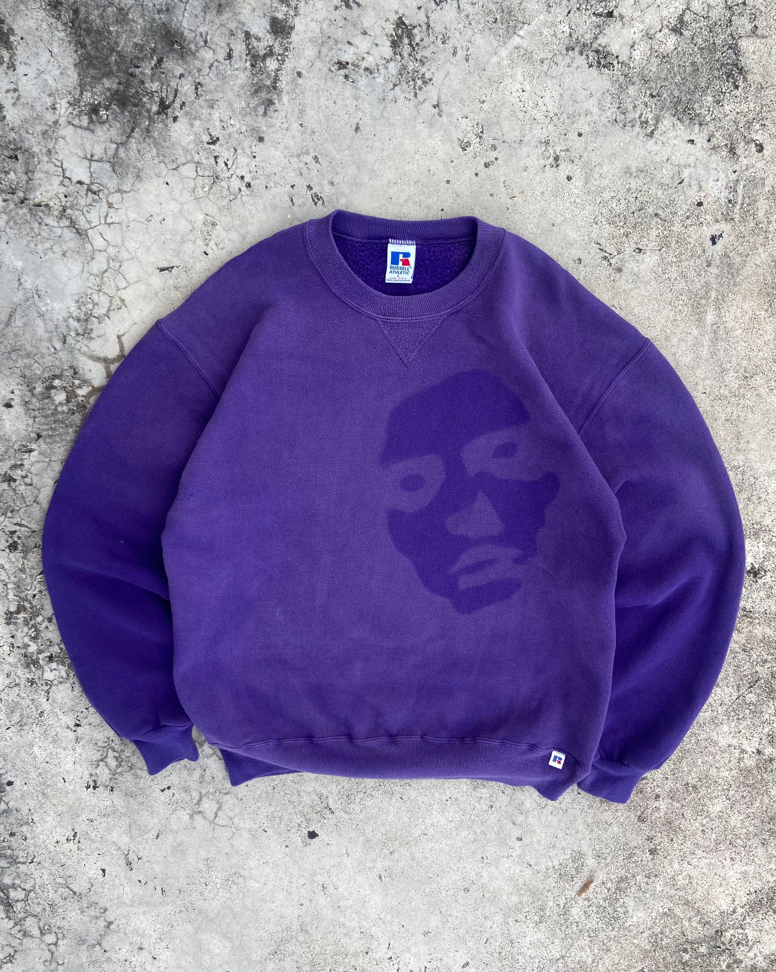 90's RUSSELL SUN FADED Face SWEATSHIRT