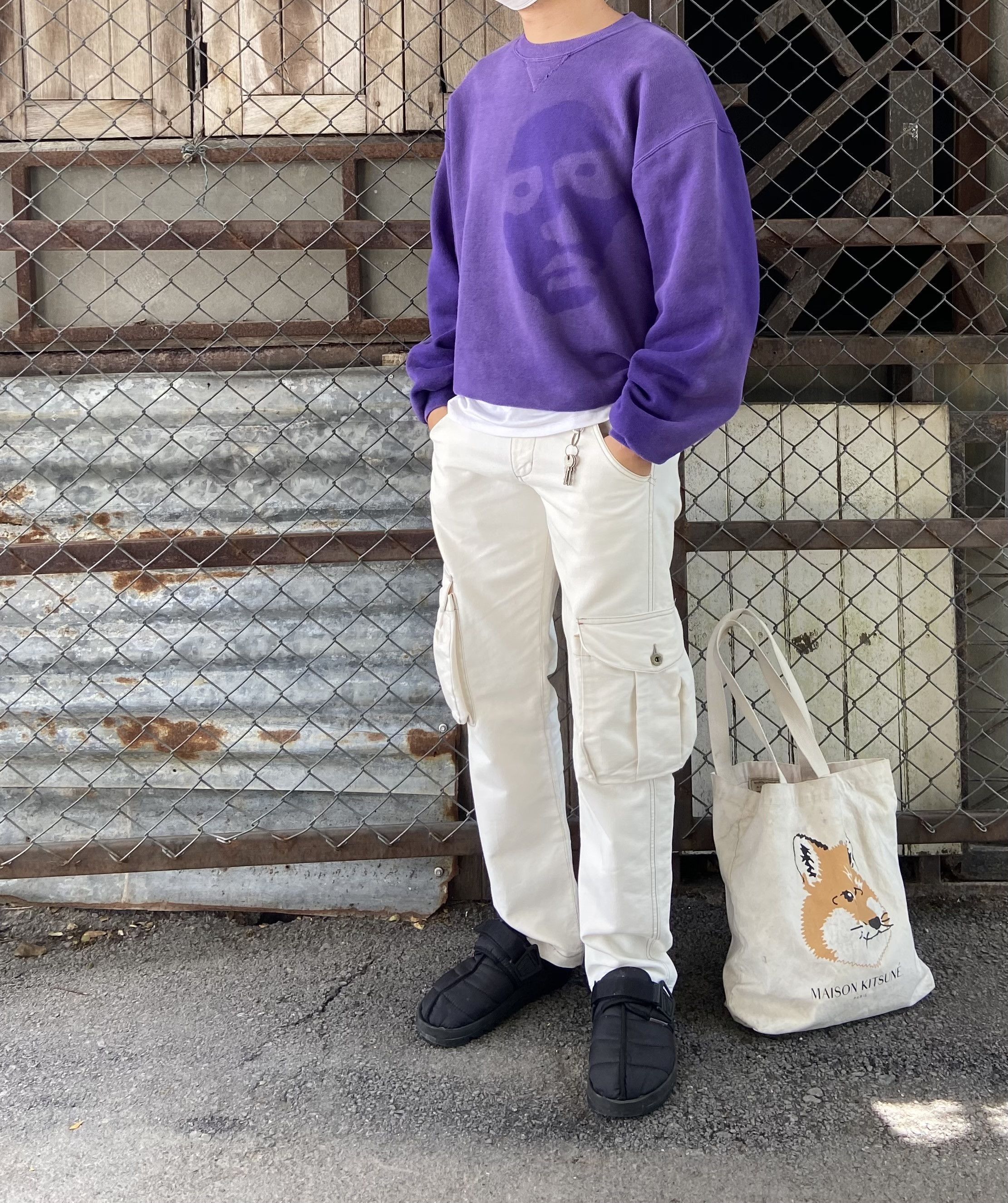 90's RUSSELL SUN FADED Face SWEATSHIRT