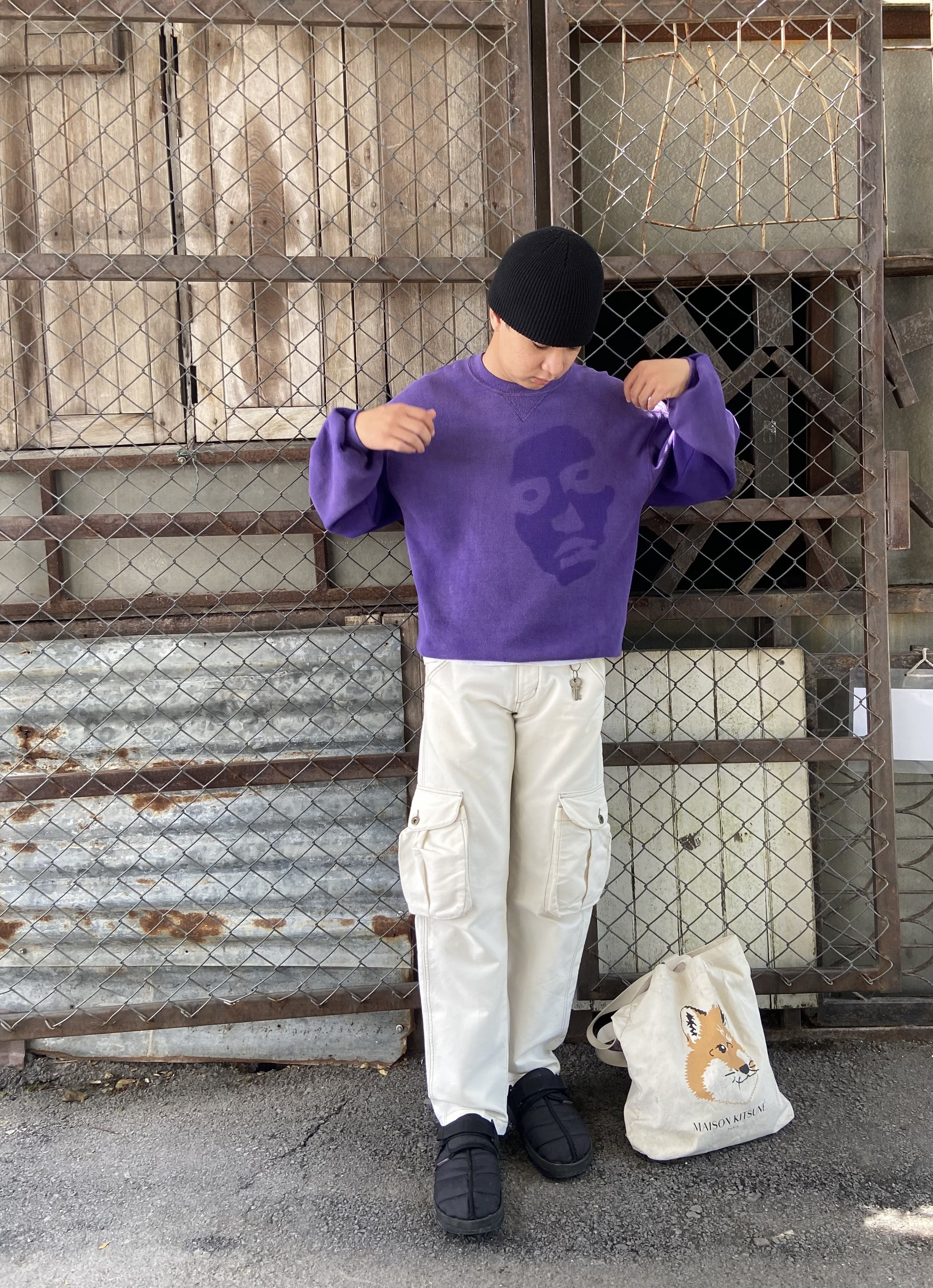 90's RUSSELL SUN FADED Face SWEATSHIRT