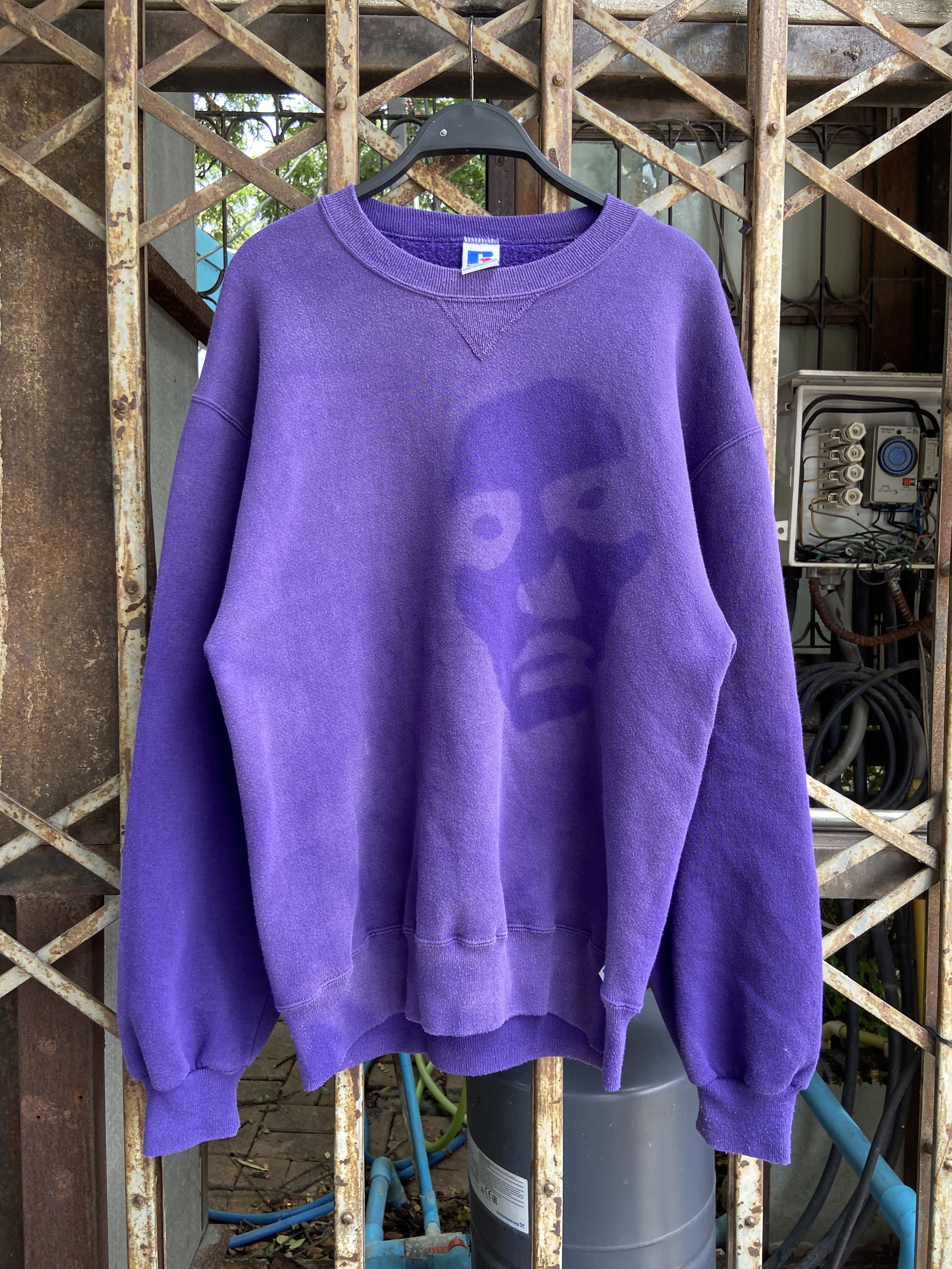 90's RUSSELL SUN FADED Face SWEATSHIRT