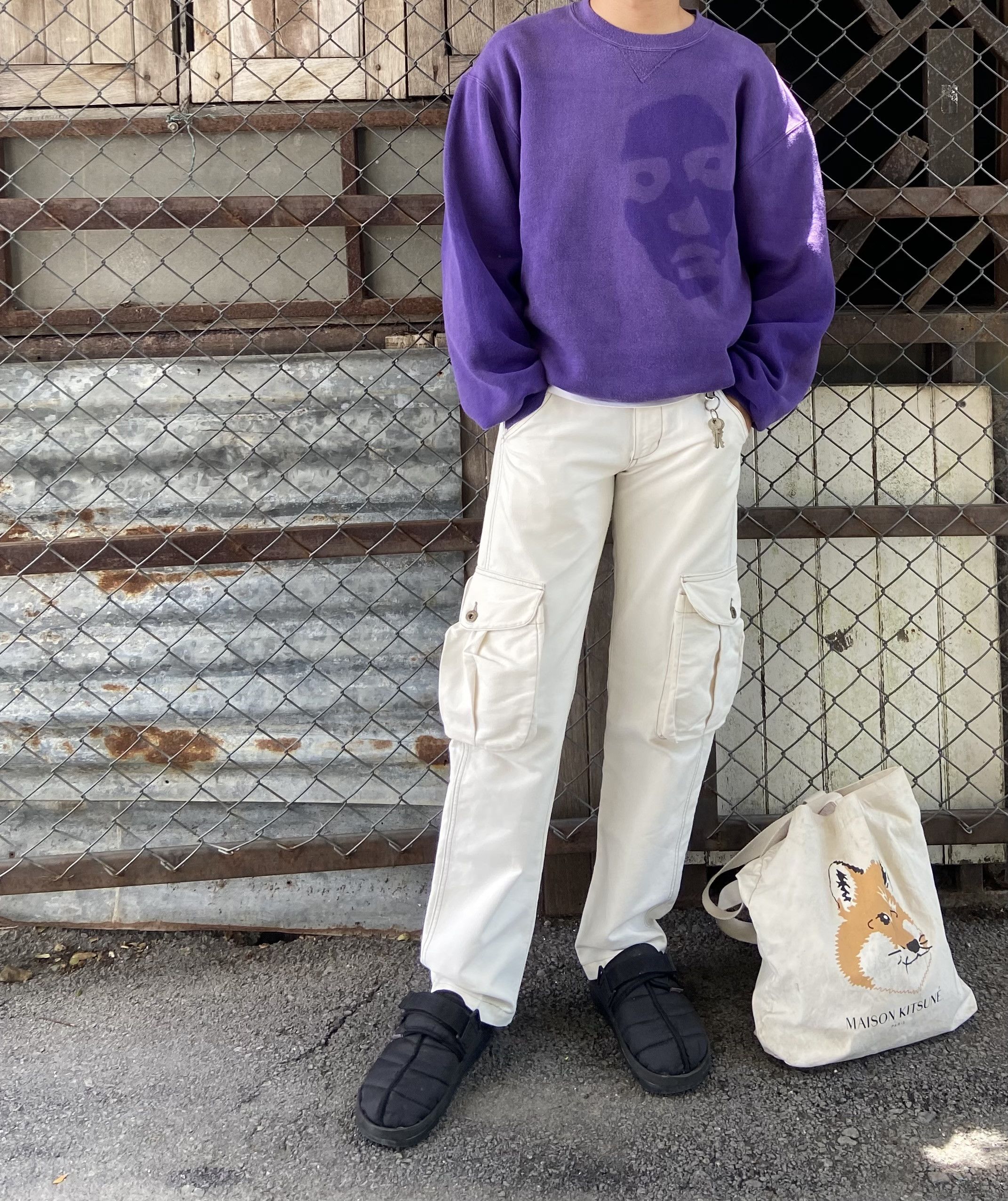 90's RUSSELL SUN FADED Face SWEATSHIRT