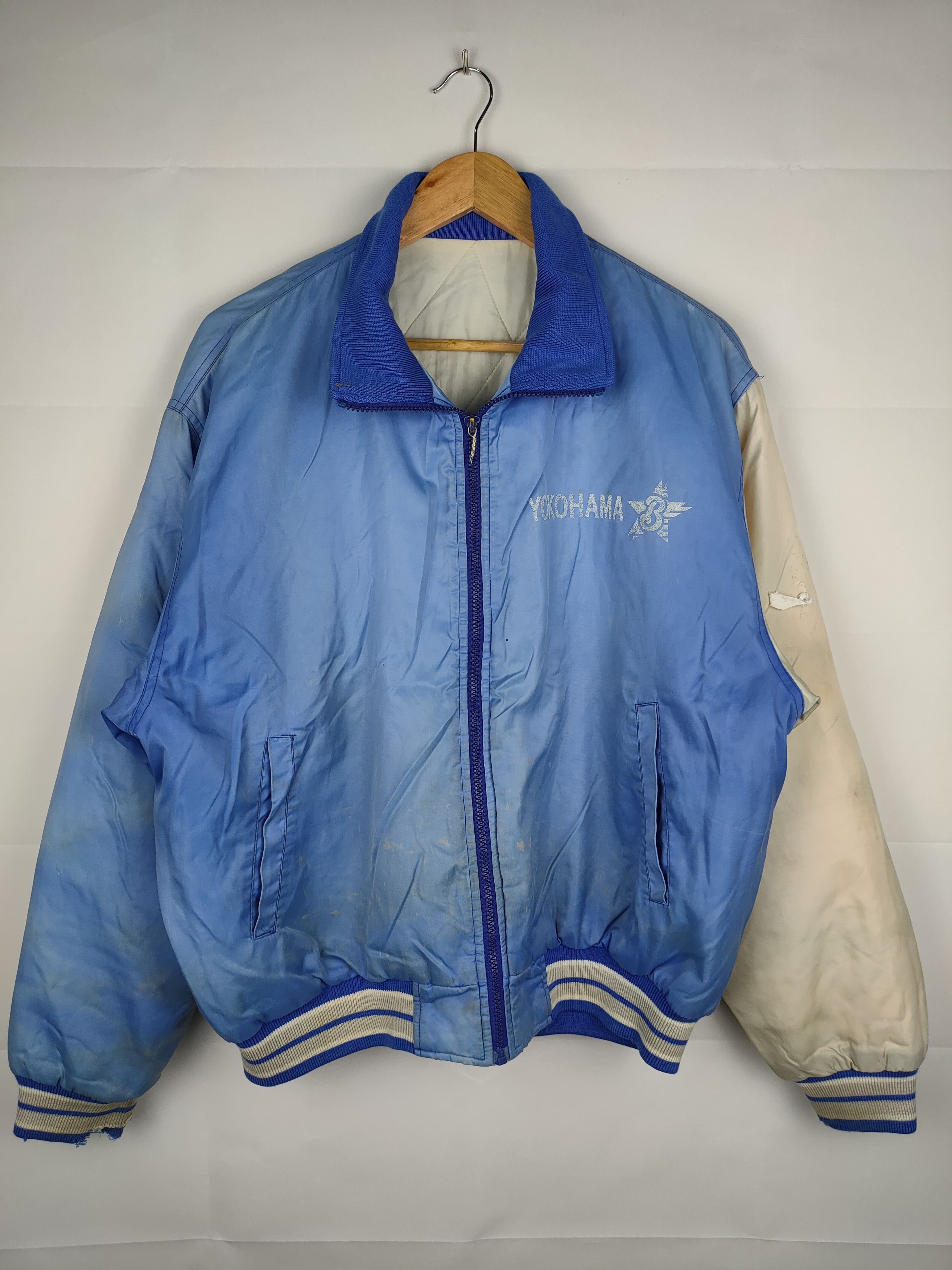 Japanese Brand × Vintage Vintage Yokohama Distressed Varsity Jacket Size US L / EU 52-54 / 3 - 3 Thumbnail