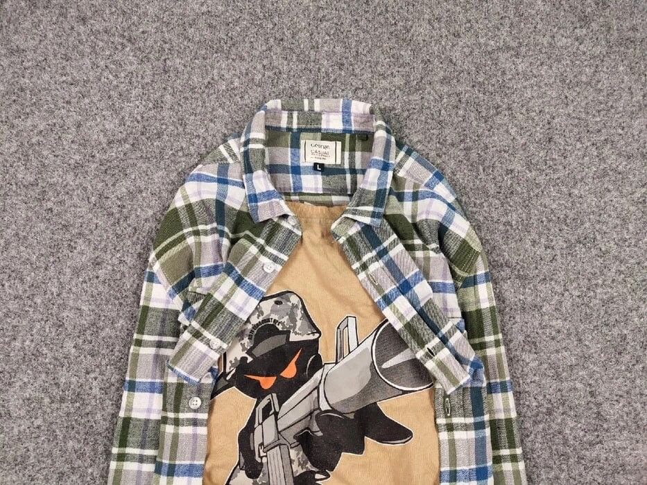 Flannel Vintage Flannel Shirt Travis Scott Style Streetwear Hype Size US L / EU 52-54 / 3 - 3 Thumbnail
