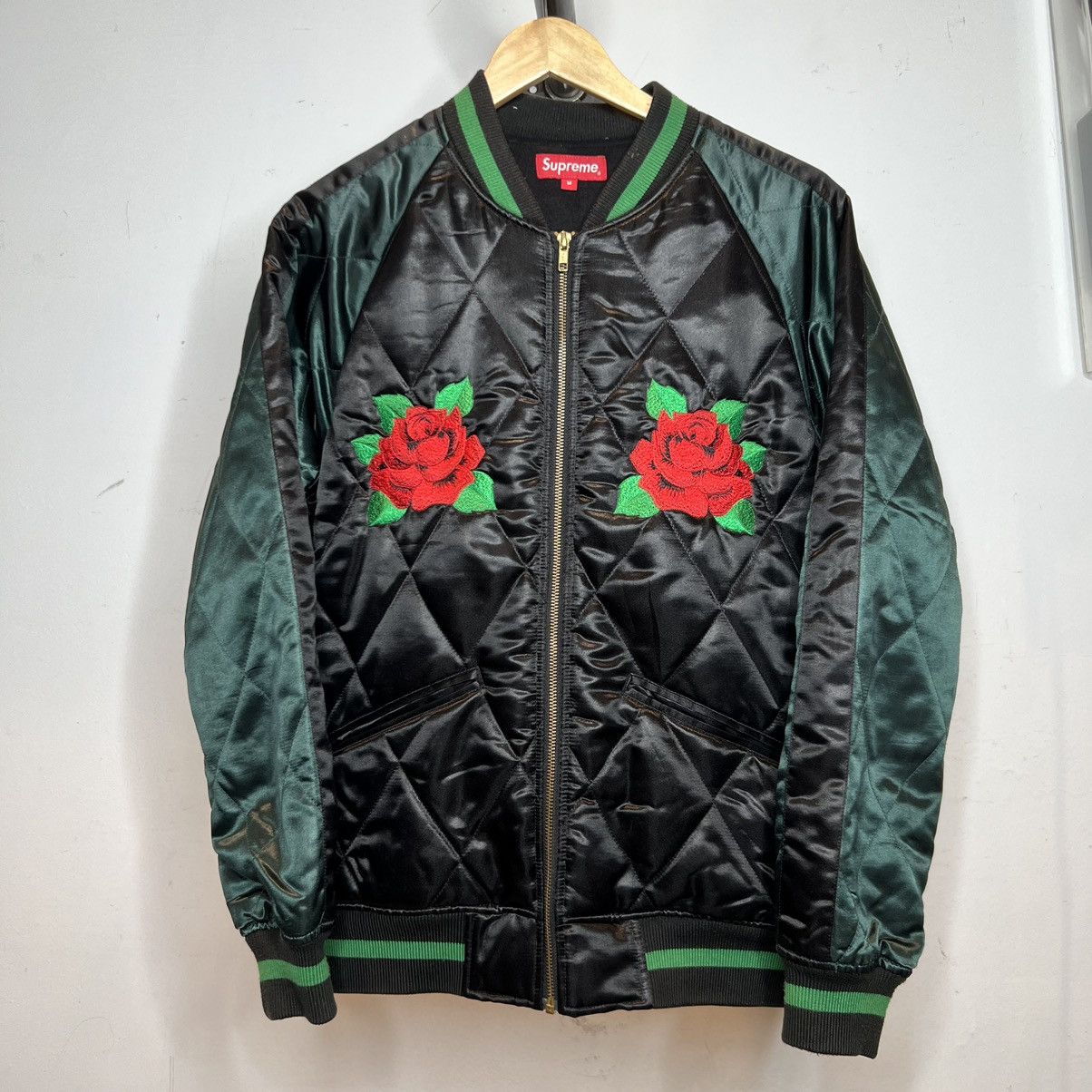 Supreme Supreme FW2013 Satin Quilted Rose Bomber Jacket | Grailed