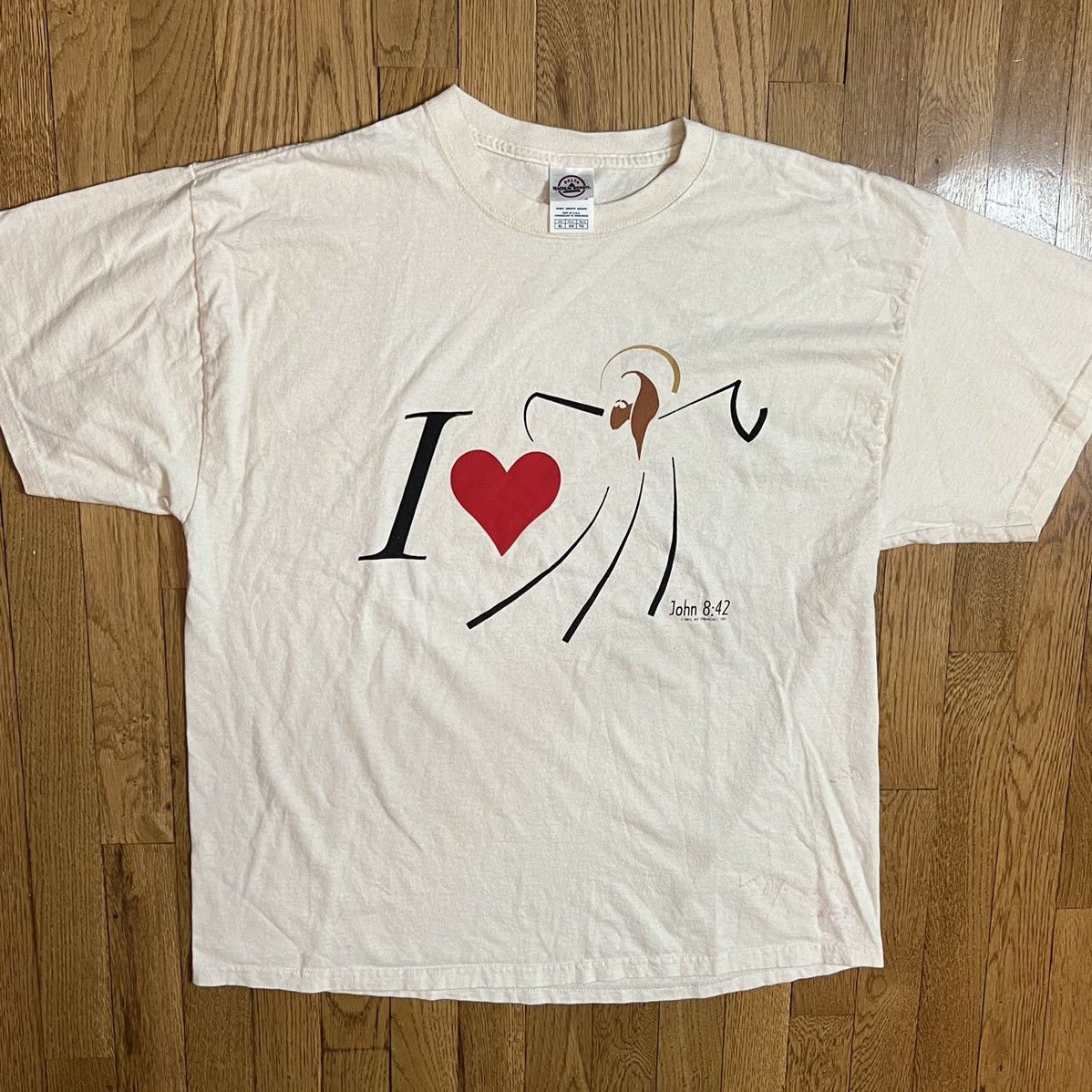 T-shirt Vintage Années 90 "I Love Jesus" - Taille XL Homme - Noir - Occasion Très Bon état