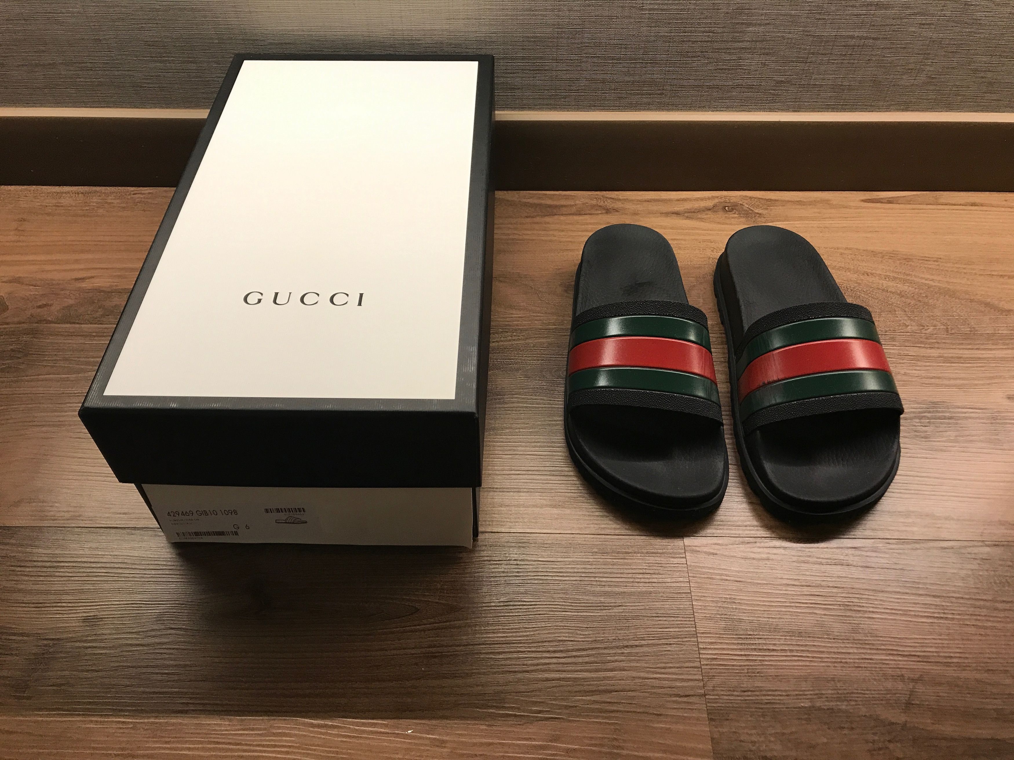 Gucci Web Slide Sandal Black Men's - 429469 GIB10 1098 - US