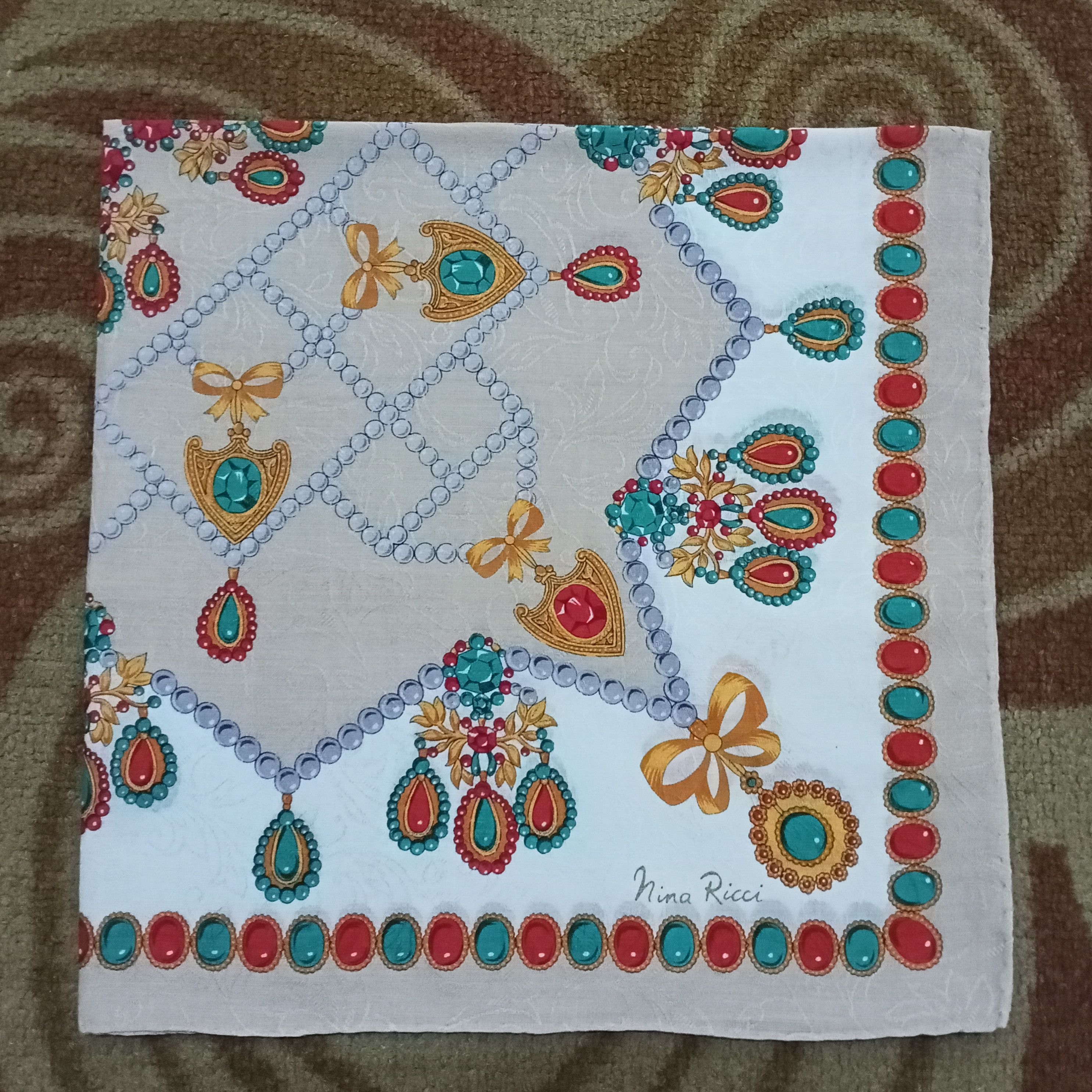Japanese Brand Vintage Nina Ricci Handkerchief Neckerchief Pocket Square Size ONE SIZE - 1 Thumbnail