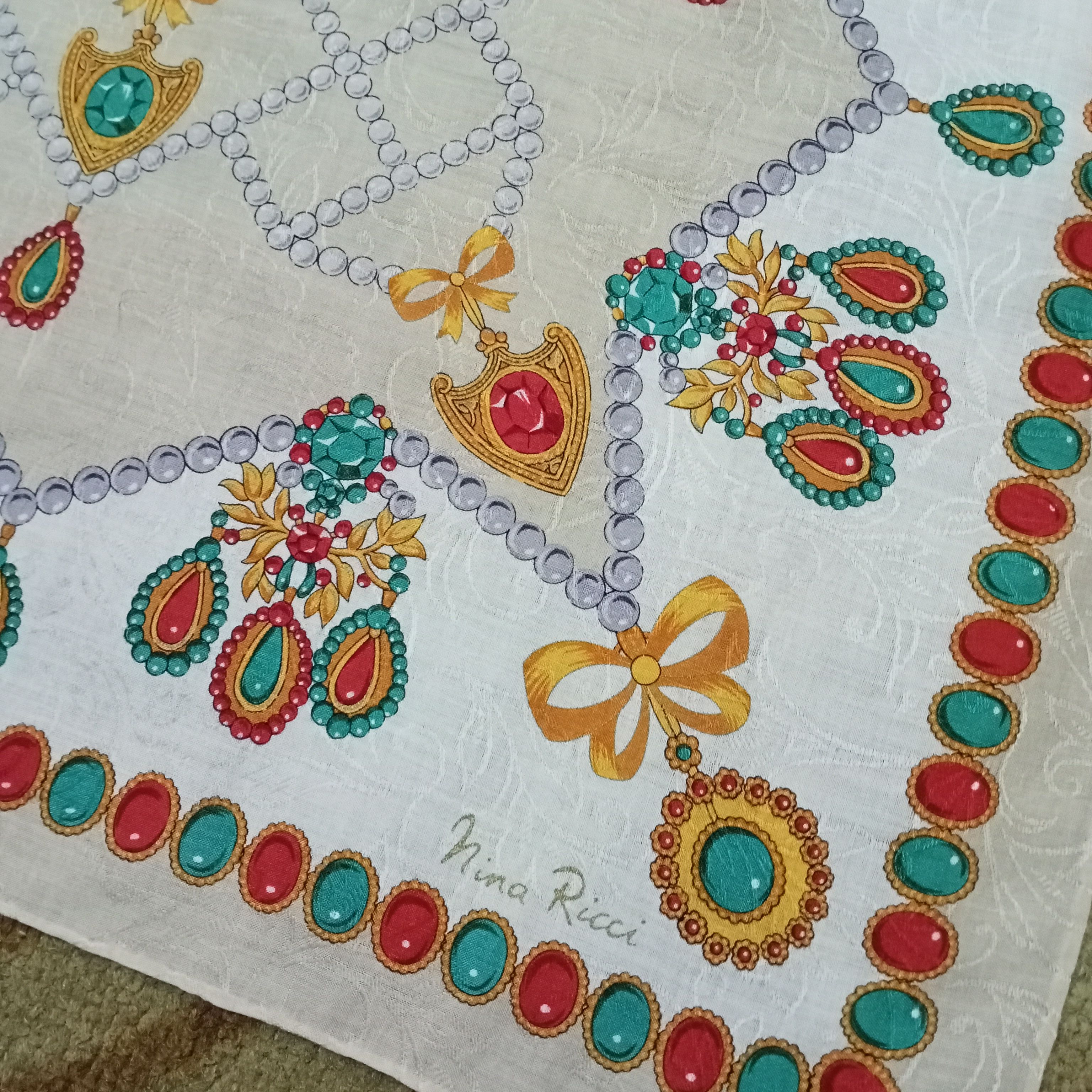 Japanese Brand Vintage Nina Ricci Handkerchief Neckerchief Pocket Square Size ONE SIZE - 3 Thumbnail