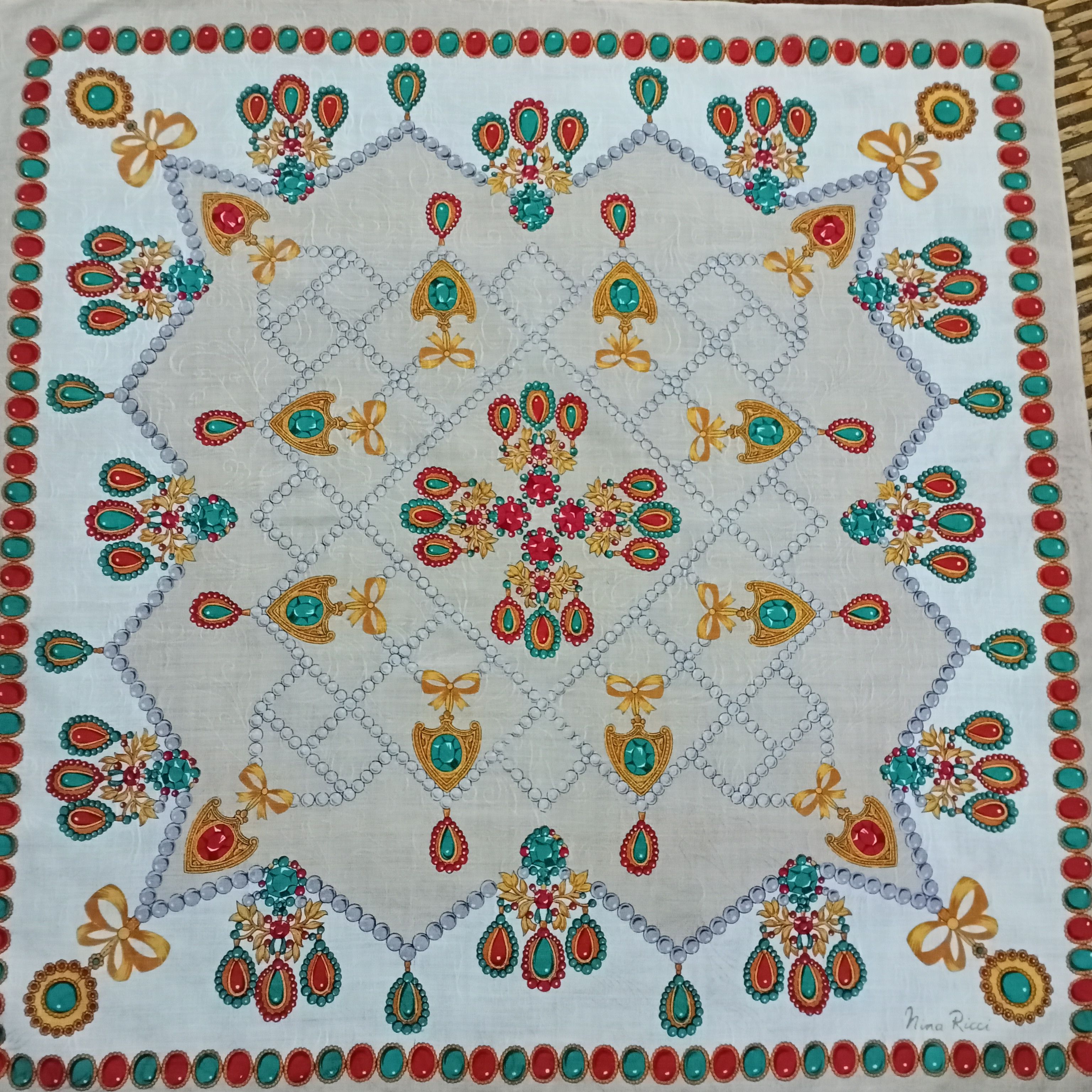 Japanese Brand Vintage Nina Ricci Handkerchief Neckerchief Pocket Square Size ONE SIZE - 2 Thumbnail