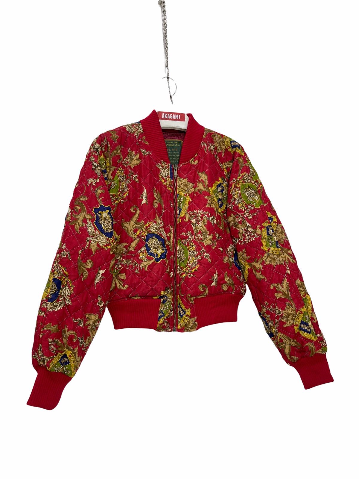 Vtg 90s Japan Crop Jacket Quilted Baroque 6🟩