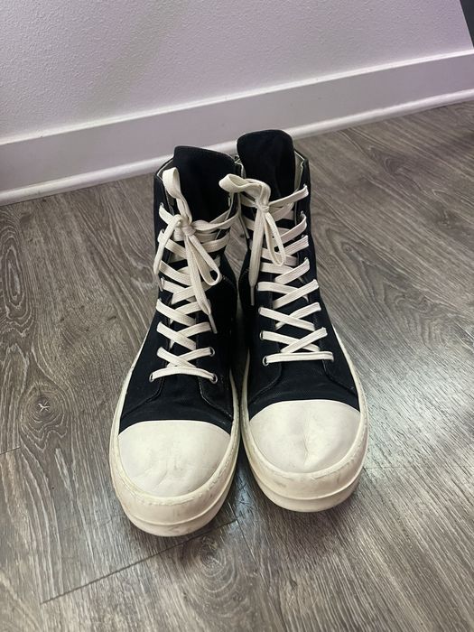 Rick Owens Canvas Ramone Hightop Sneakers | Grailed