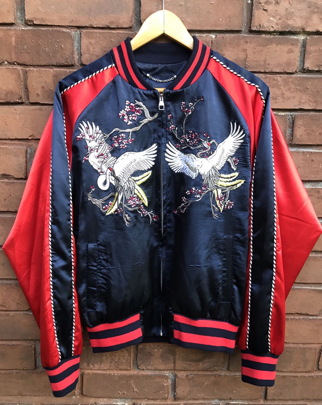 Louis Vuitton Louis Vuitton Bird Crane Blue Embroidered Sukajan 