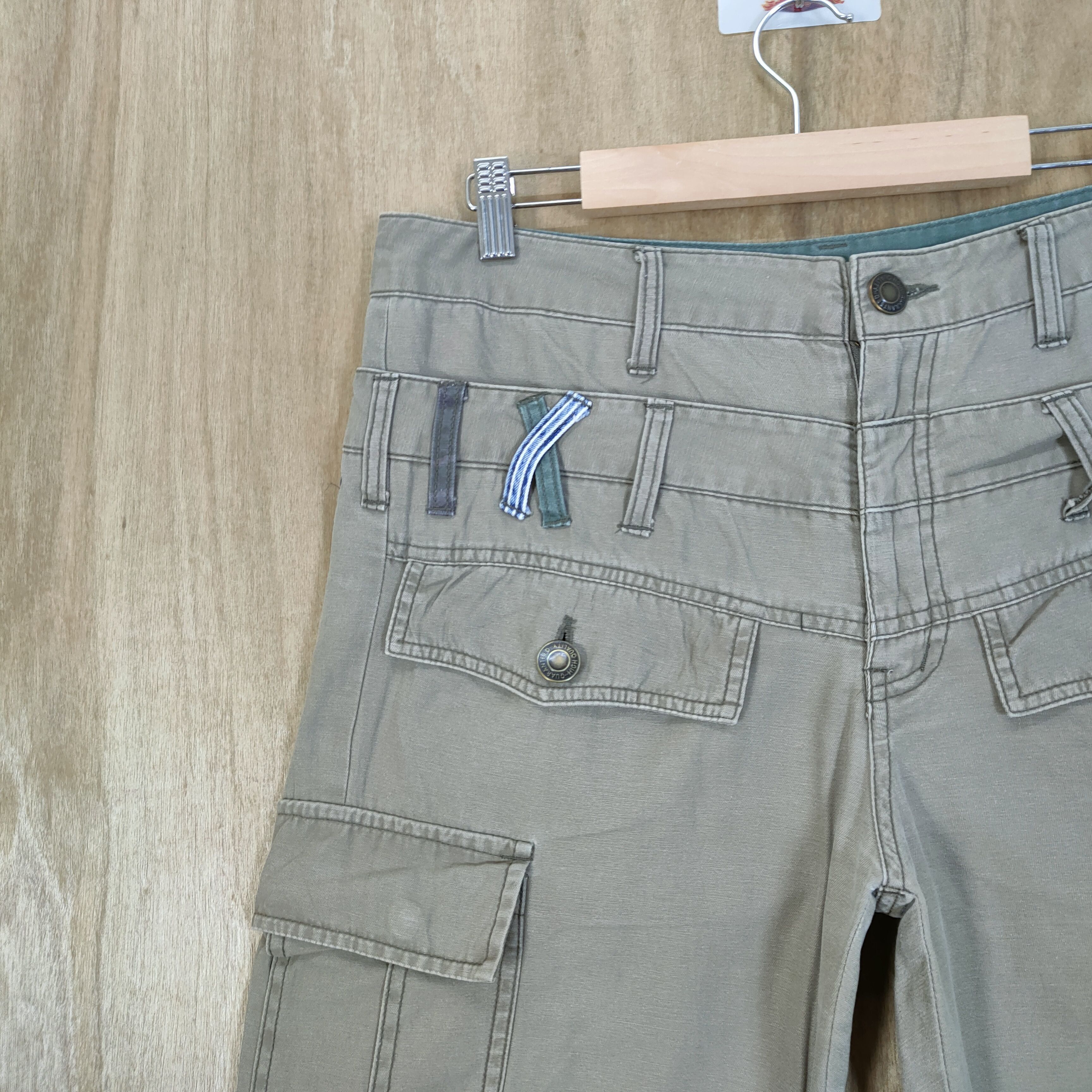 Japanese Brand DOUBLE WAIST FADED CARGO PANTS MULTIPOCKET TACTICAL Size US 33 - 7 Thumbnail