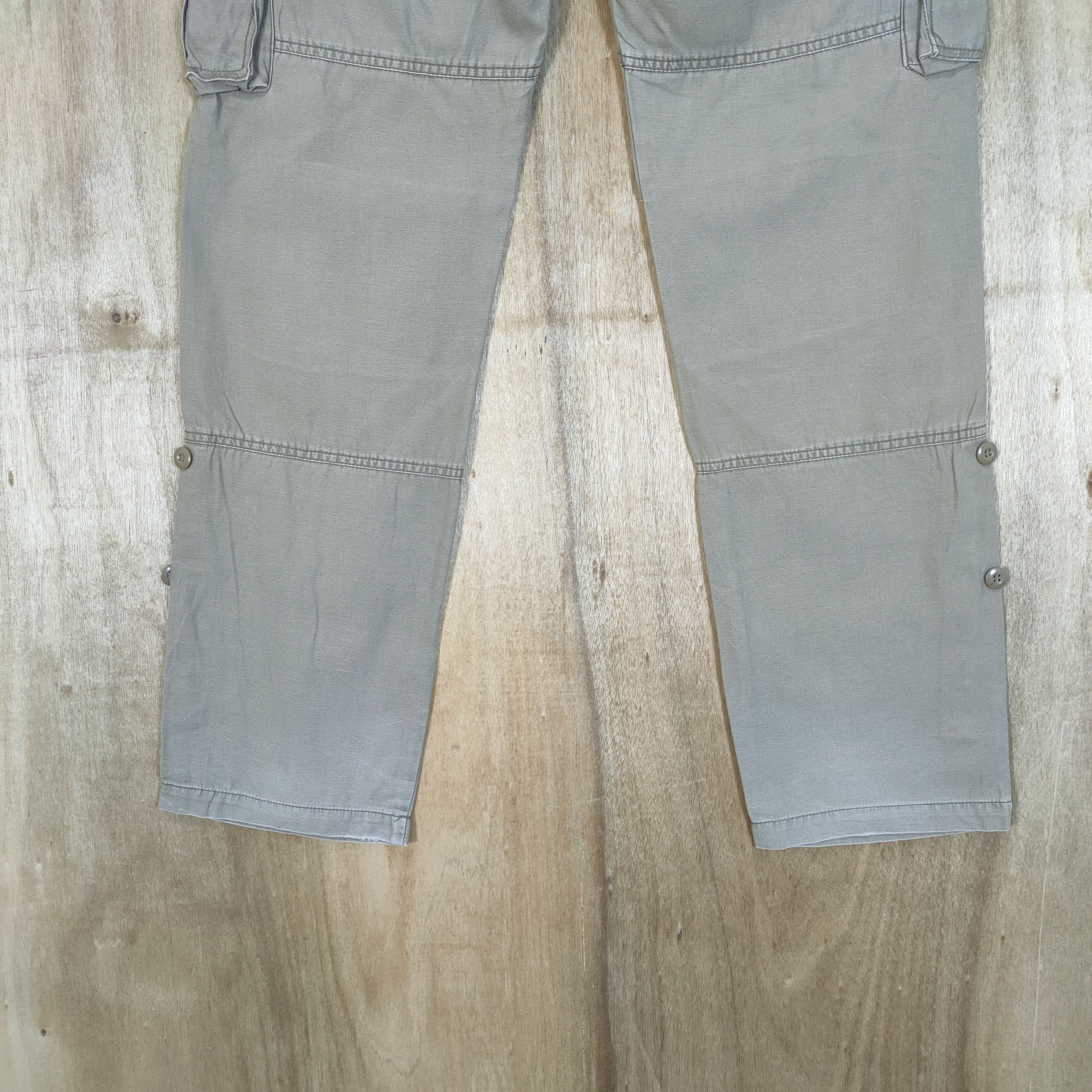 Japanese Brand DOUBLE WAIST FADED CARGO PANTS MULTIPOCKET TACTICAL Size US 33 - 10 Thumbnail