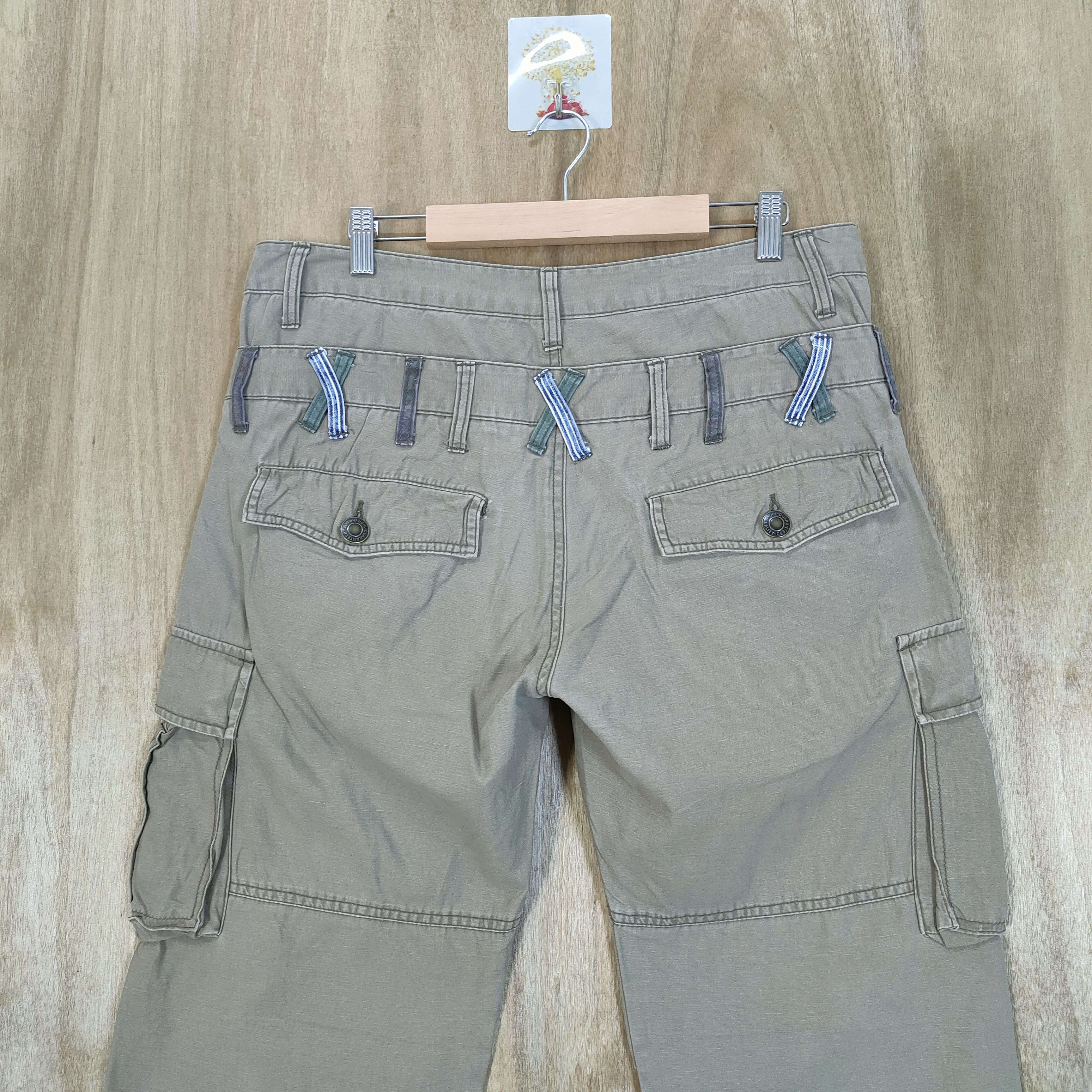 Japanese Brand DOUBLE WAIST FADED CARGO PANTS MULTIPOCKET TACTICAL Size US 33 - 9 Thumbnail