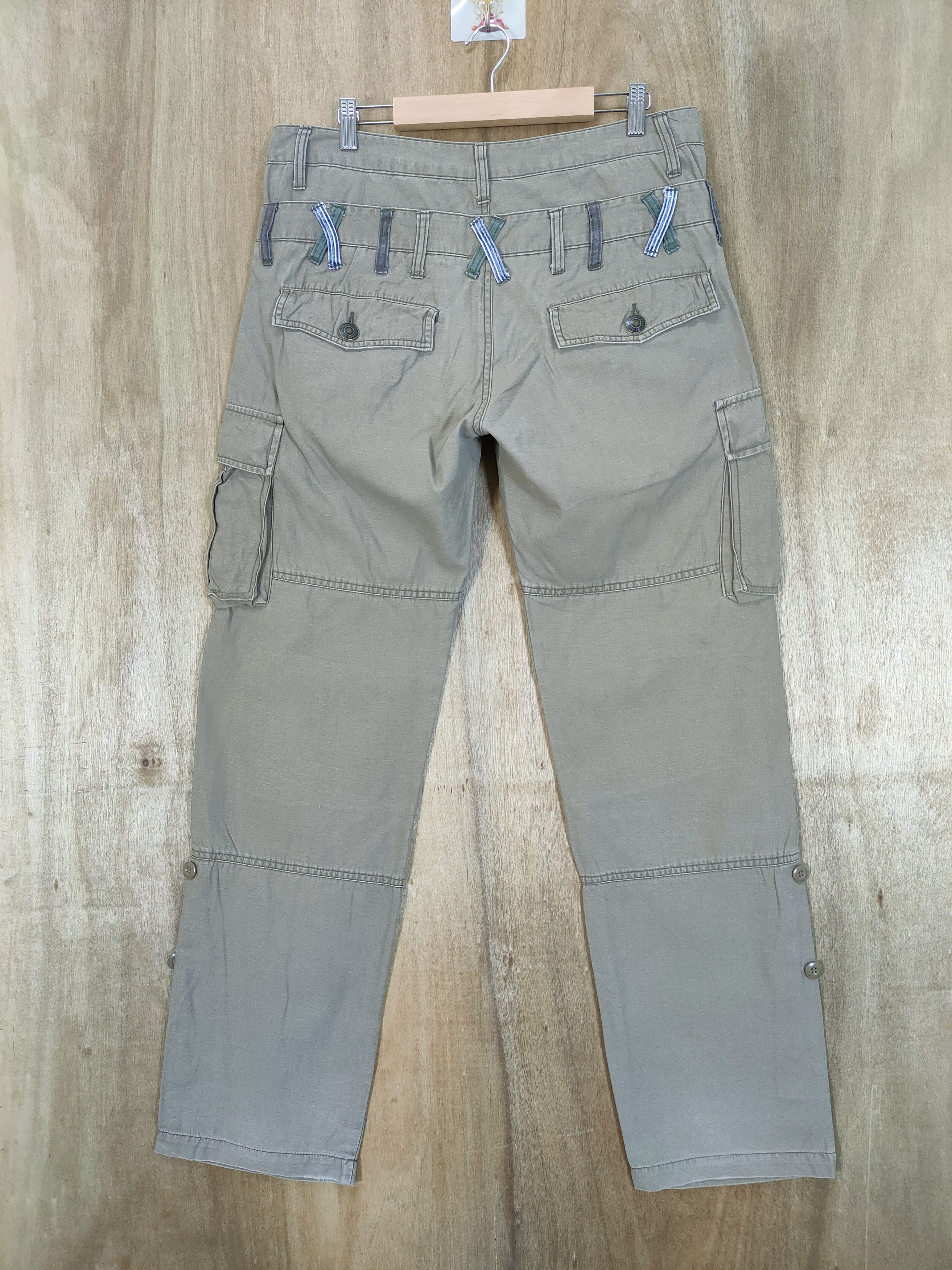 Japanese Brand DOUBLE WAIST FADED CARGO PANTS MULTIPOCKET TACTICAL Size US 33 - 2 Thumbnail