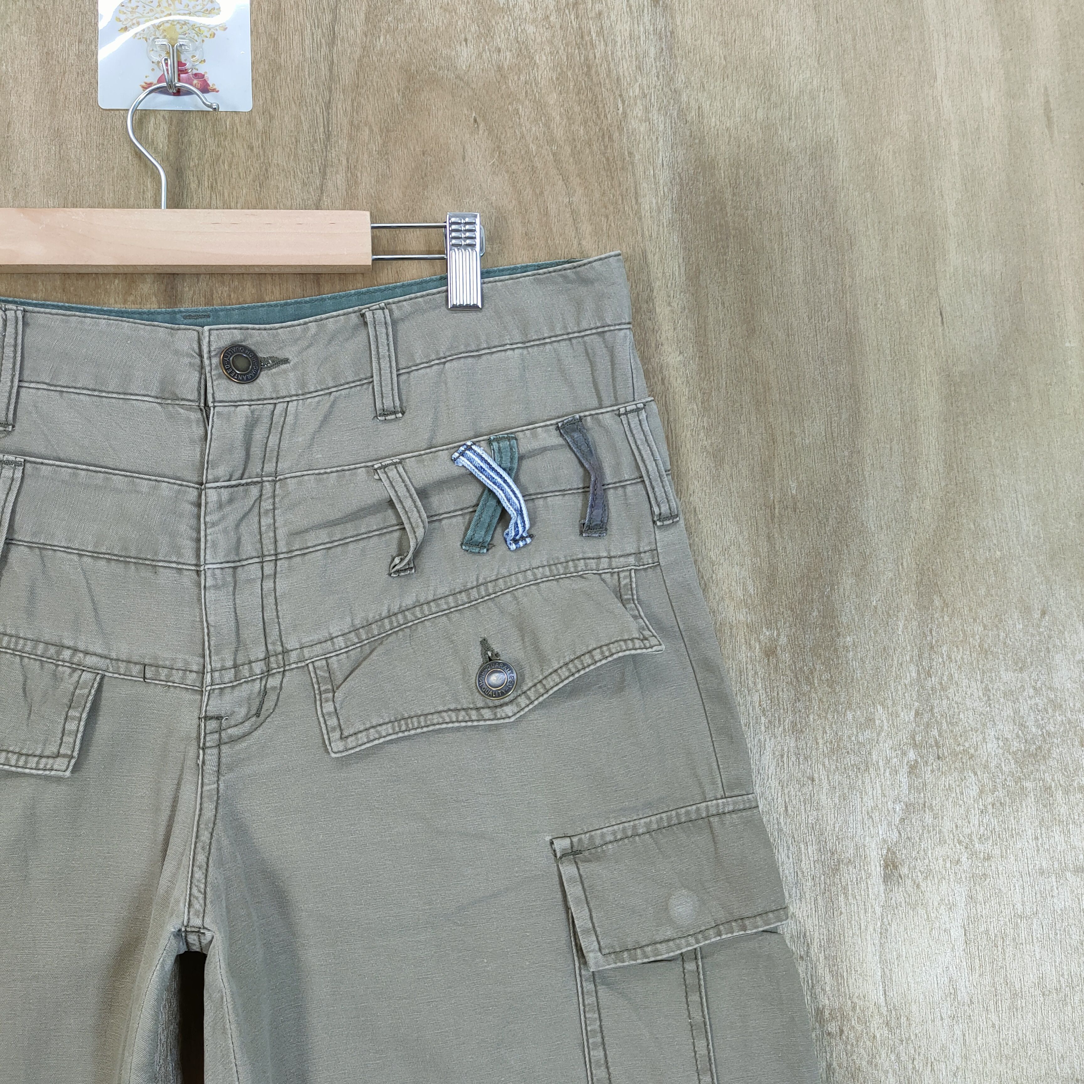 Japanese Brand DOUBLE WAIST FADED CARGO PANTS MULTIPOCKET TACTICAL Size US 33 - 8 Thumbnail