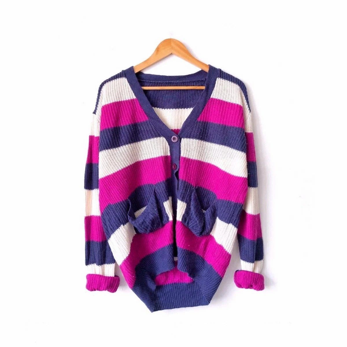Beauty Beast 💥Japan Knitwear Stripe Pullover Colourknit CardiganPattern Size US L / EU 52-54 / 3 - 1 Thumbnail