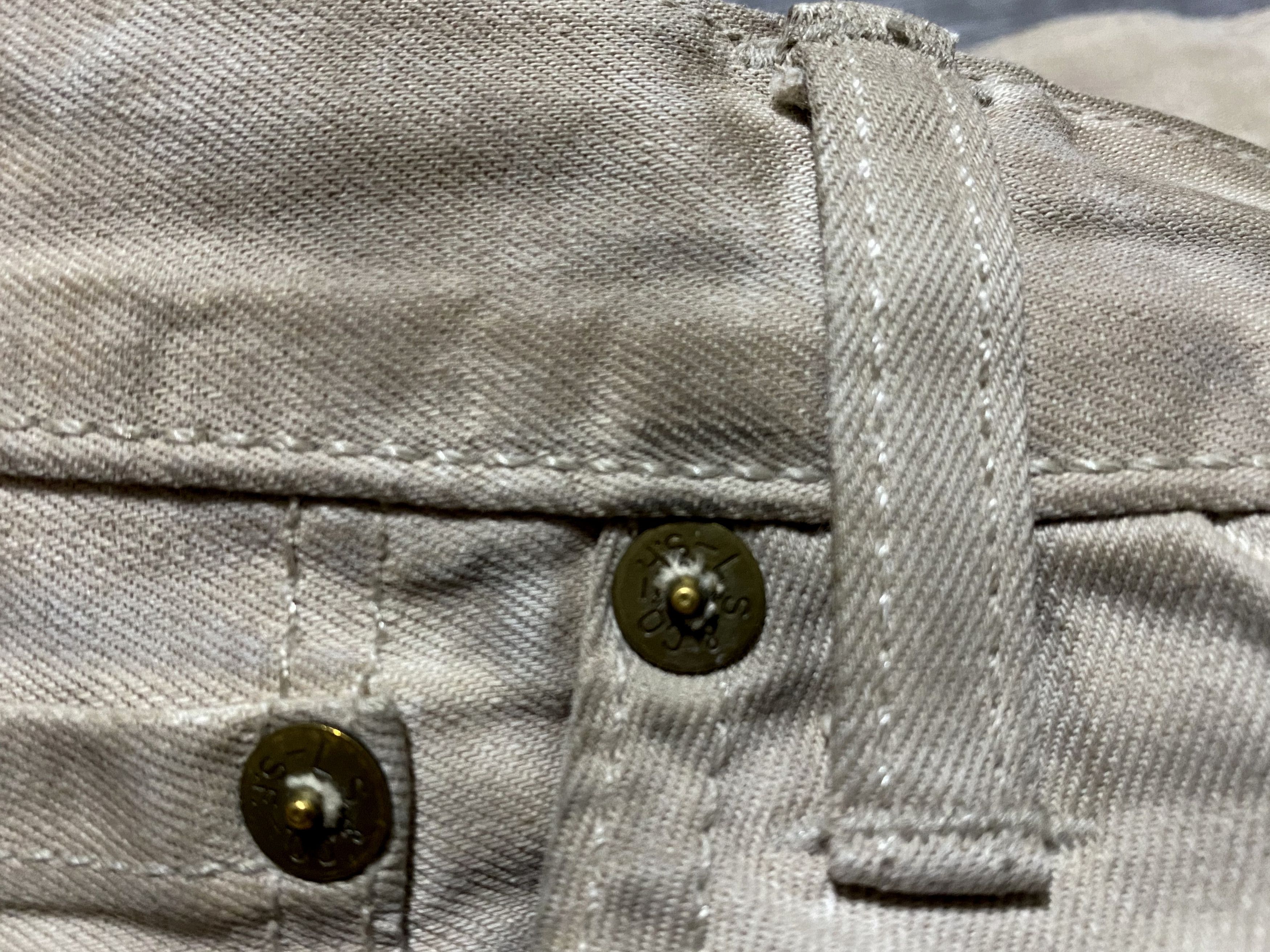 Levi's Vintage Clothing Levi's 501 "Frost Finish” Dyed Painted Beige Jeans Denim Size US 33 - 12 Thumbnail