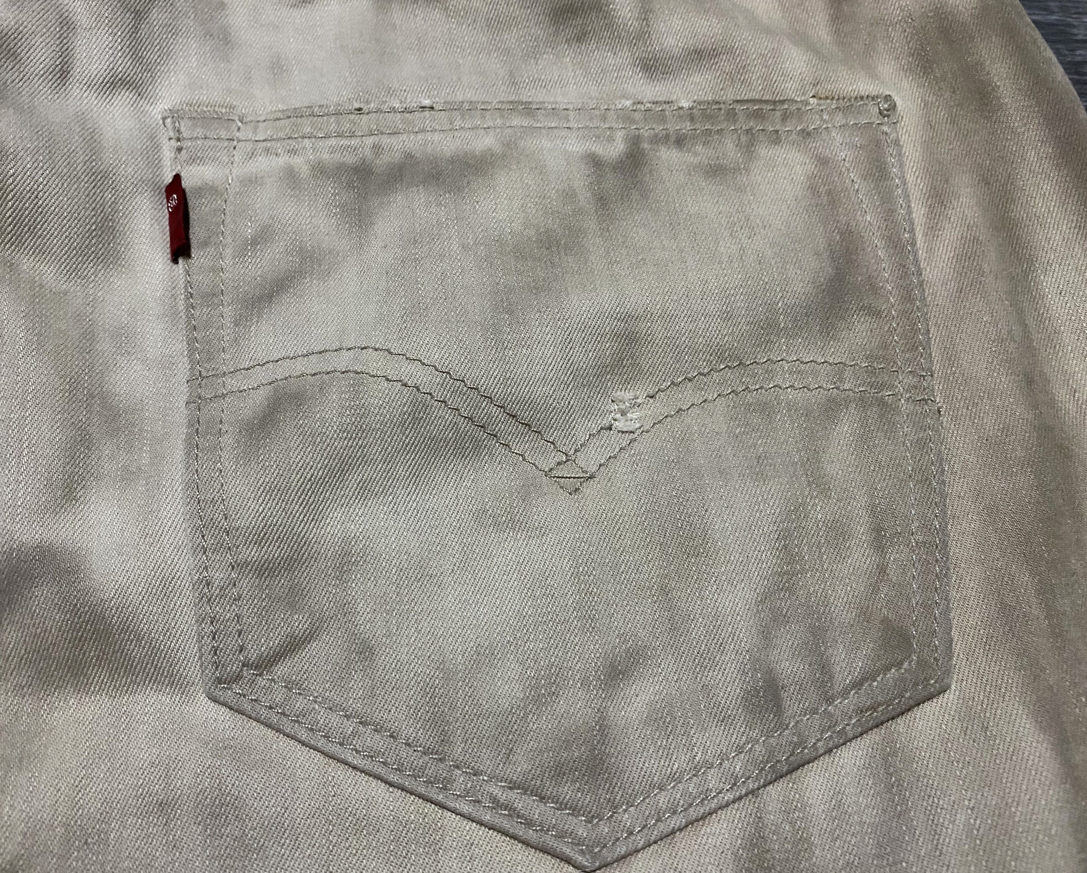 Levi's Vintage Clothing Levi's 501 "Frost Finish” Dyed Painted Beige Jeans Denim Size US 33 - 7 Thumbnail