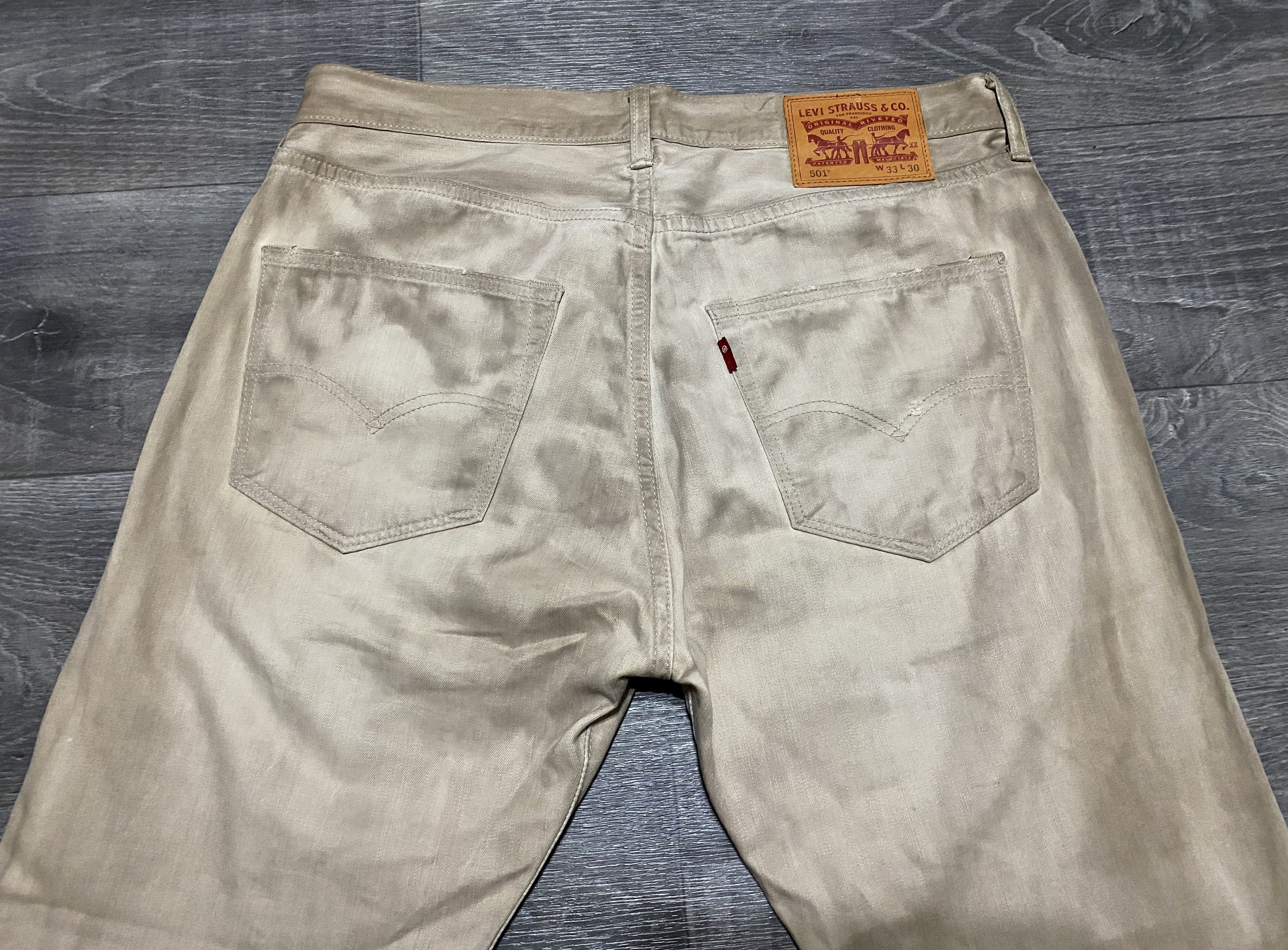Levi's Vintage Clothing Levi's 501 "Frost Finish” Dyed Painted Beige Jeans Denim Size US 33 - 6 Thumbnail