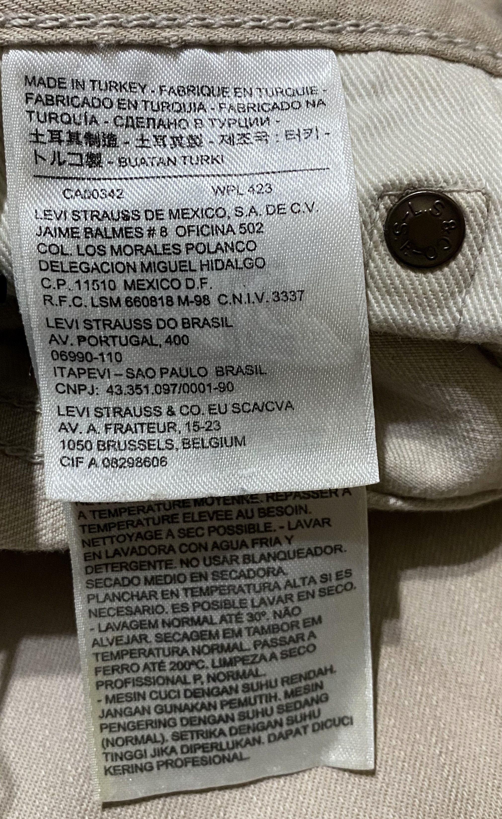 Levi's Vintage Clothing Levi's 501 "Frost Finish” Dyed Painted Beige Jeans Denim Size US 33 - 18 Thumbnail