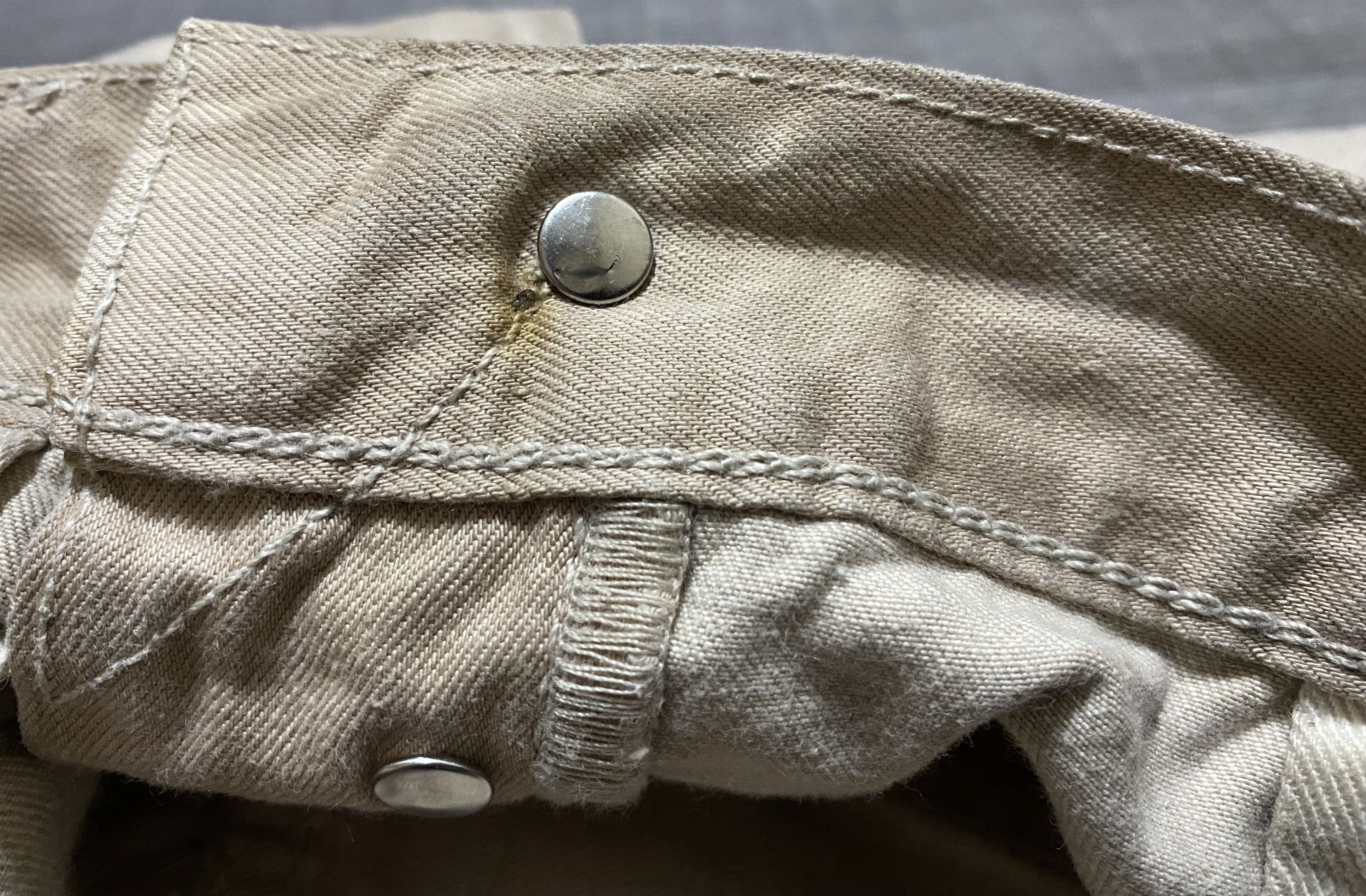 Levi's Vintage Clothing Levi's 501 "Frost Finish” Dyed Painted Beige Jeans Denim Size US 33 - 15 Thumbnail