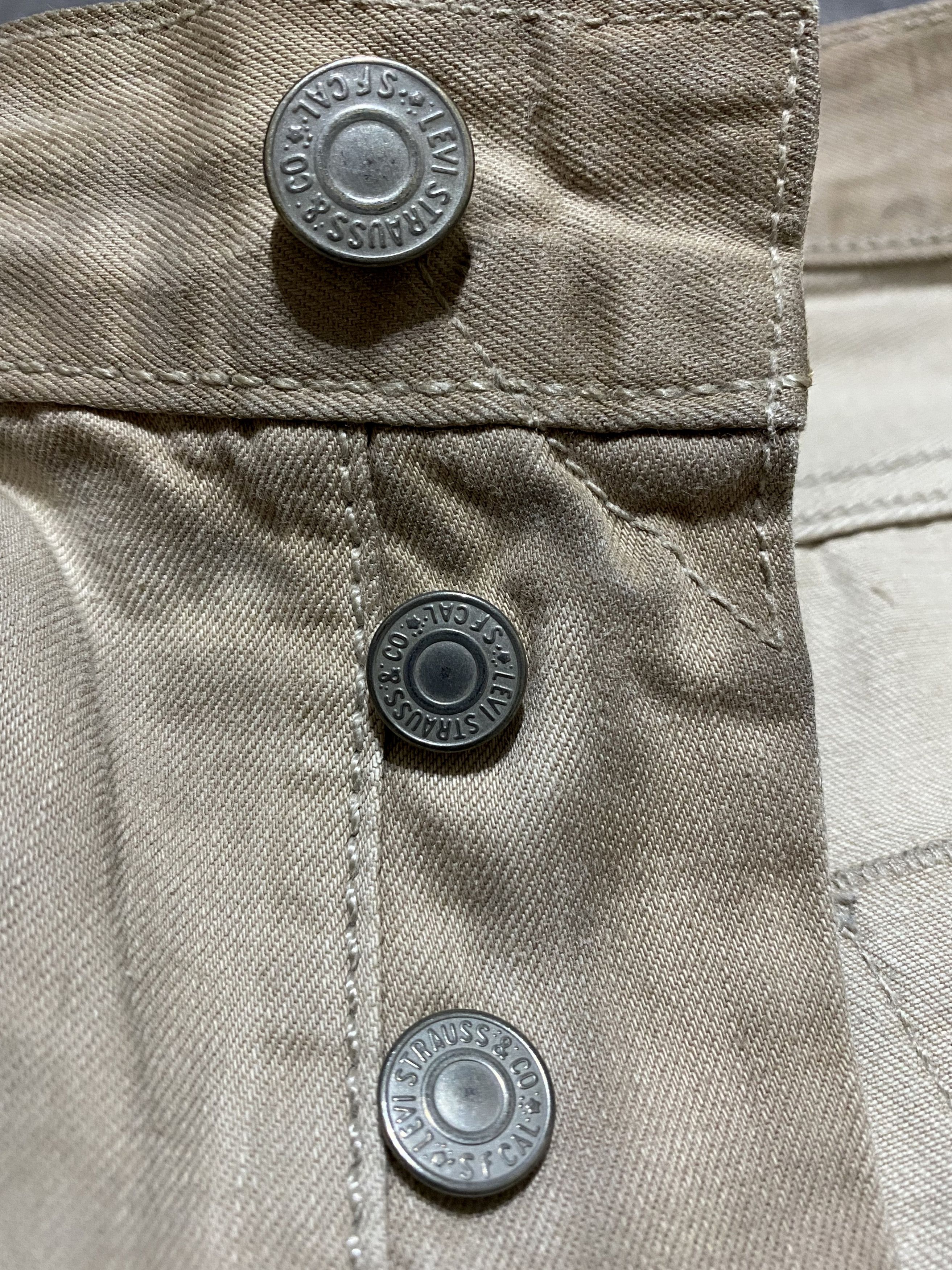 Levi's Vintage Clothing Levi's 501 "Frost Finish” Dyed Painted Beige Jeans Denim Size US 33 - 14 Thumbnail
