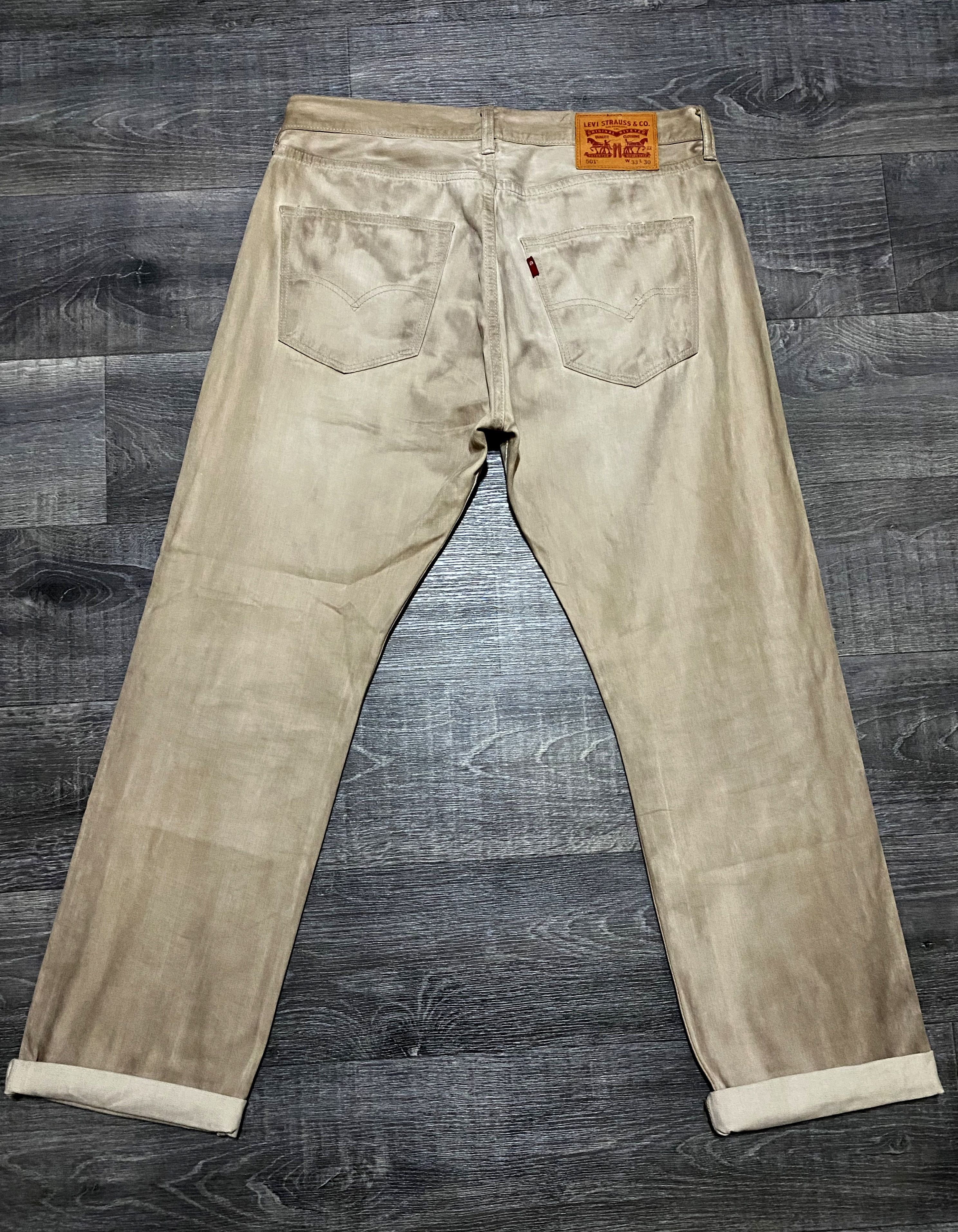 Levi's Vintage Clothing Levi's 501 "Frost Finish” Dyed Painted Beige Jeans Denim Size US 33 - 4 Thumbnail