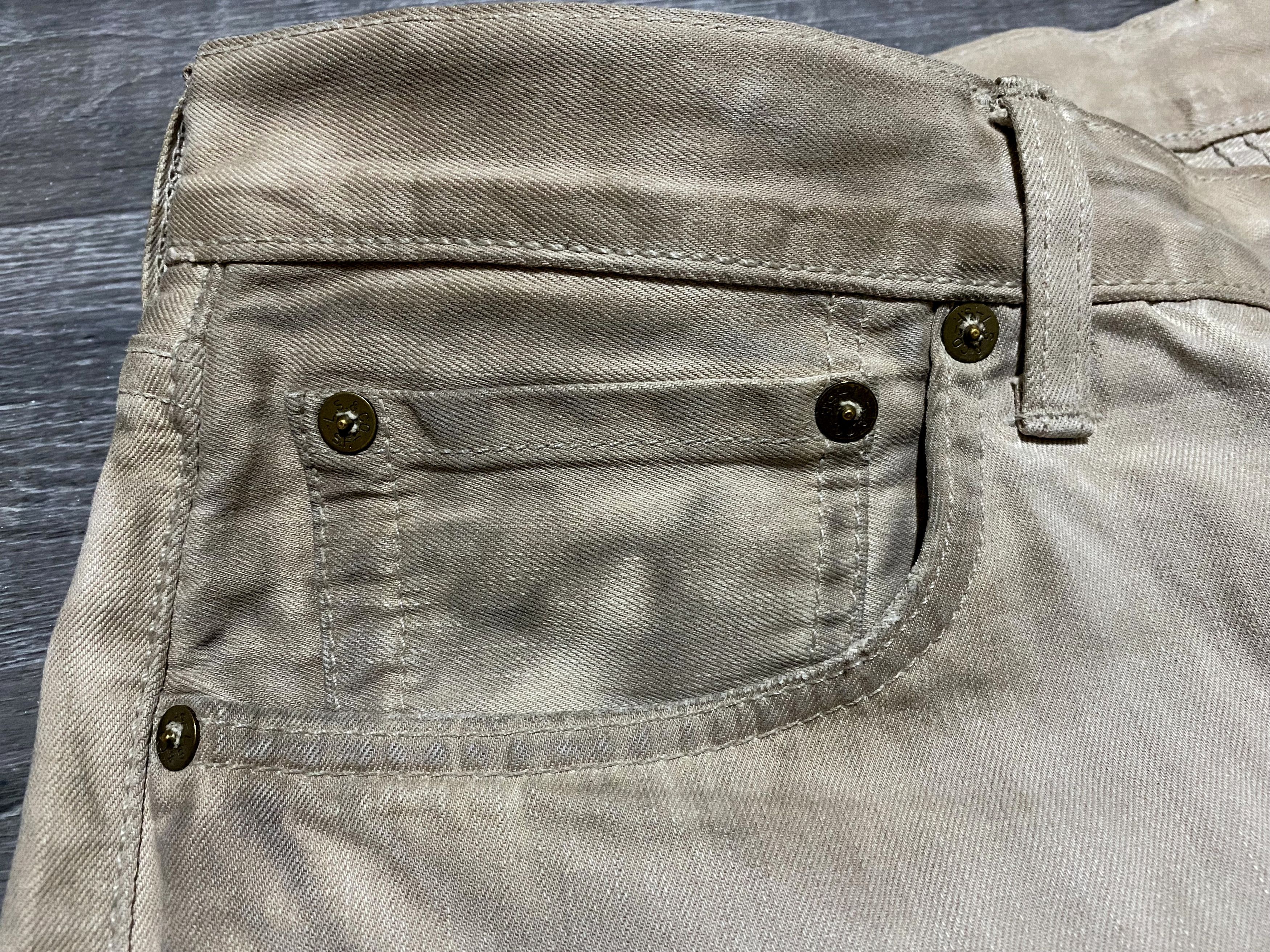 Levi's Vintage Clothing Levi's 501 "Frost Finish” Dyed Painted Beige Jeans Denim Size US 33 - 11 Thumbnail