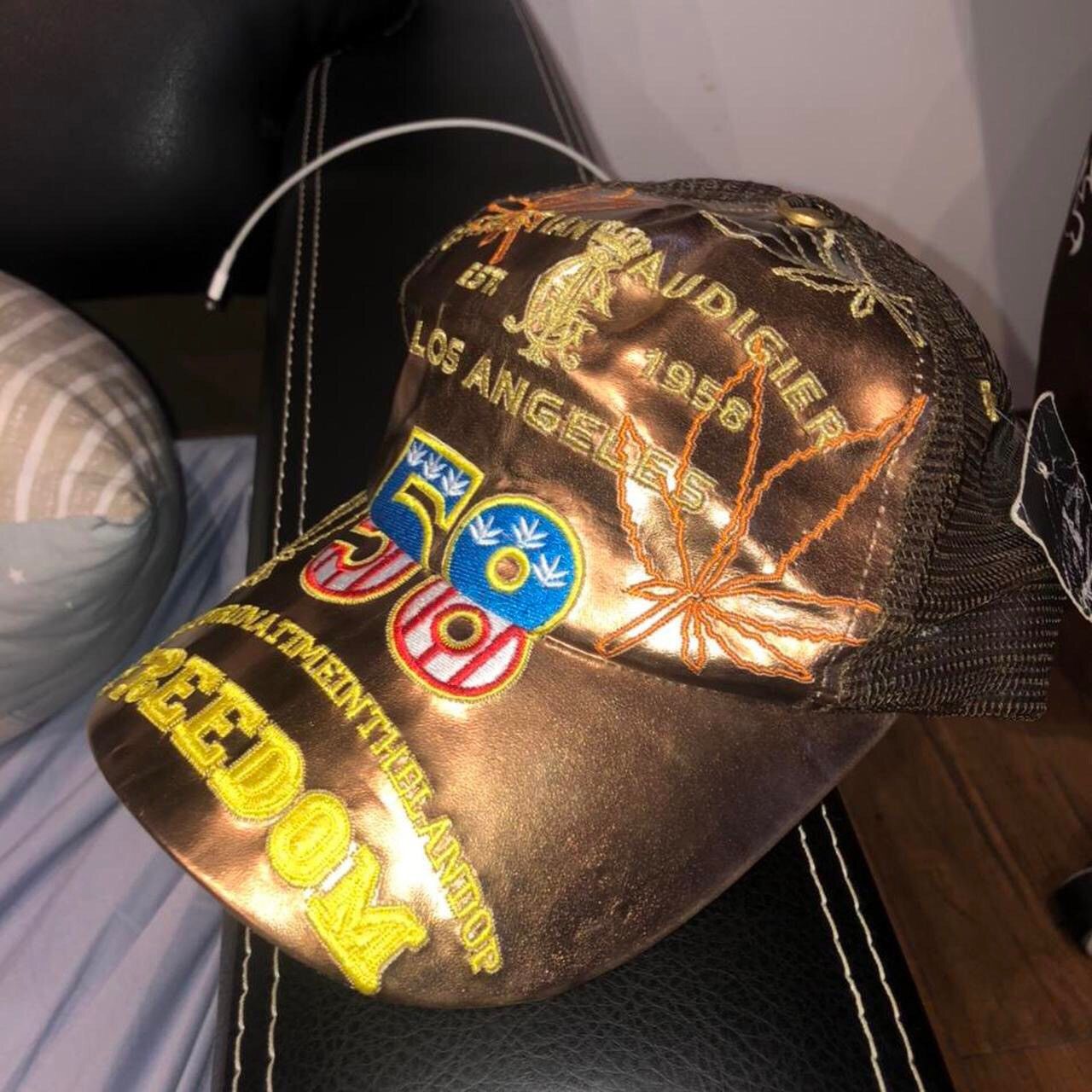 Vintage Ed Hardy Trucker hat A Vintage yellow Ed Hardy trucker cap featuring a tattoo  main image 3