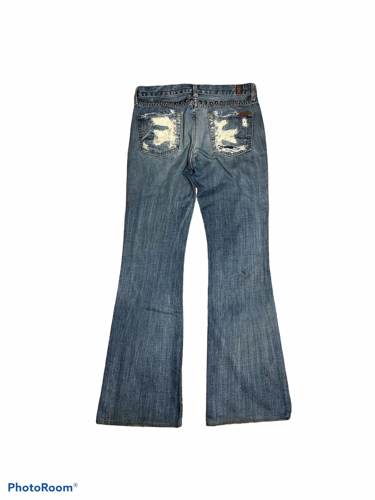 7 For All Mankind FLARED STUDDED DAMAGED STYLE FLARE DENIM Size US 29 - 2 Thumbnail