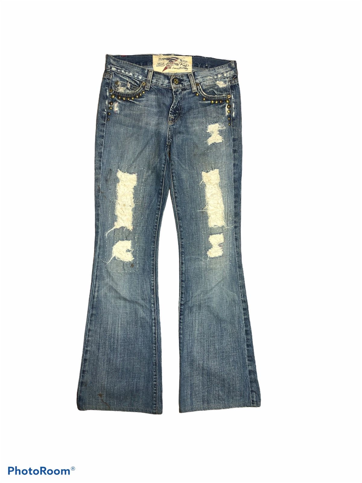 7 For All Mankind FLARED STUDDED DAMAGED STYLE FLARE DENIM Size US 29 - 1 Thumbnail
