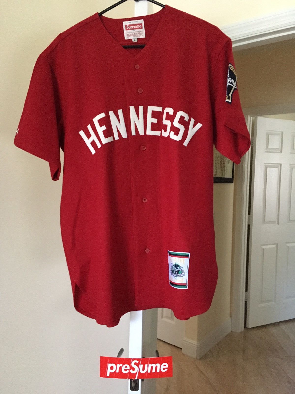 Supreme Supreme Hennessy Baseball Jersey Red Large | Grailed