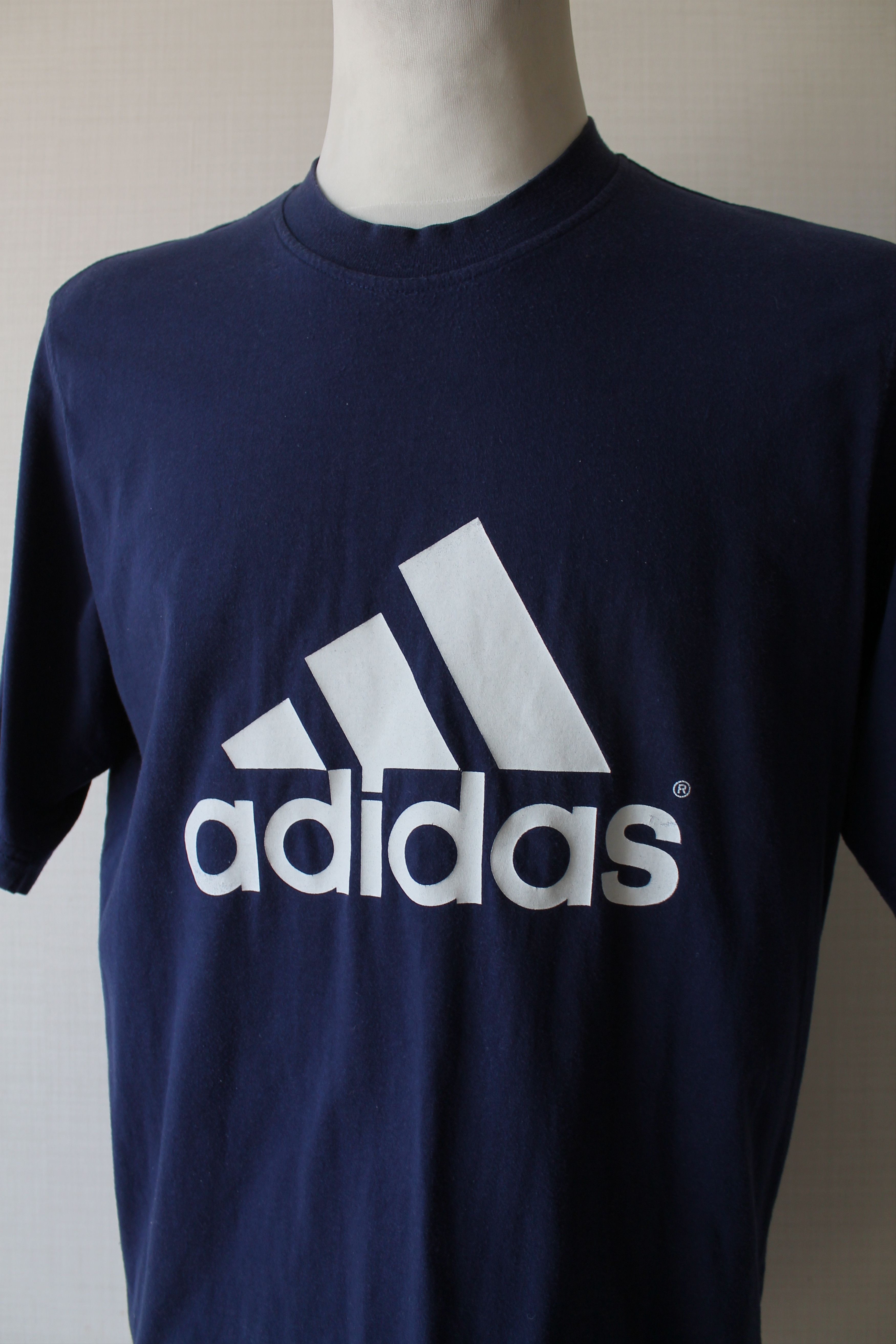Adidas 1999 ADIDAS Big Logo Vintage T - shirt Navy Sunfaded Size US M / EU 48-50 / 2 - 3 Thumbnail