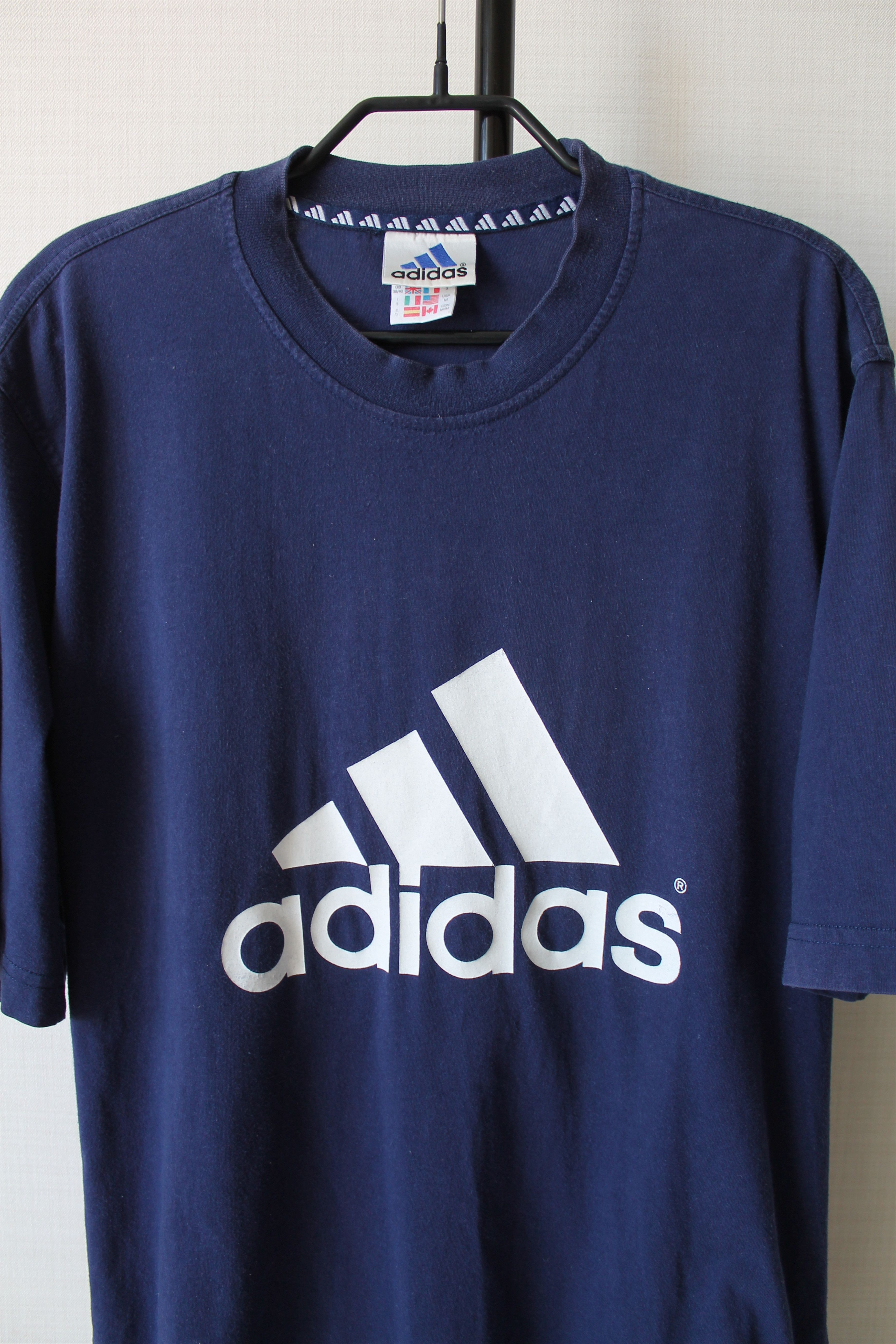 Adidas 1999 ADIDAS Big Logo Vintage T - shirt Navy Sunfaded Size US M / EU 48-50 / 2 - 7 Thumbnail