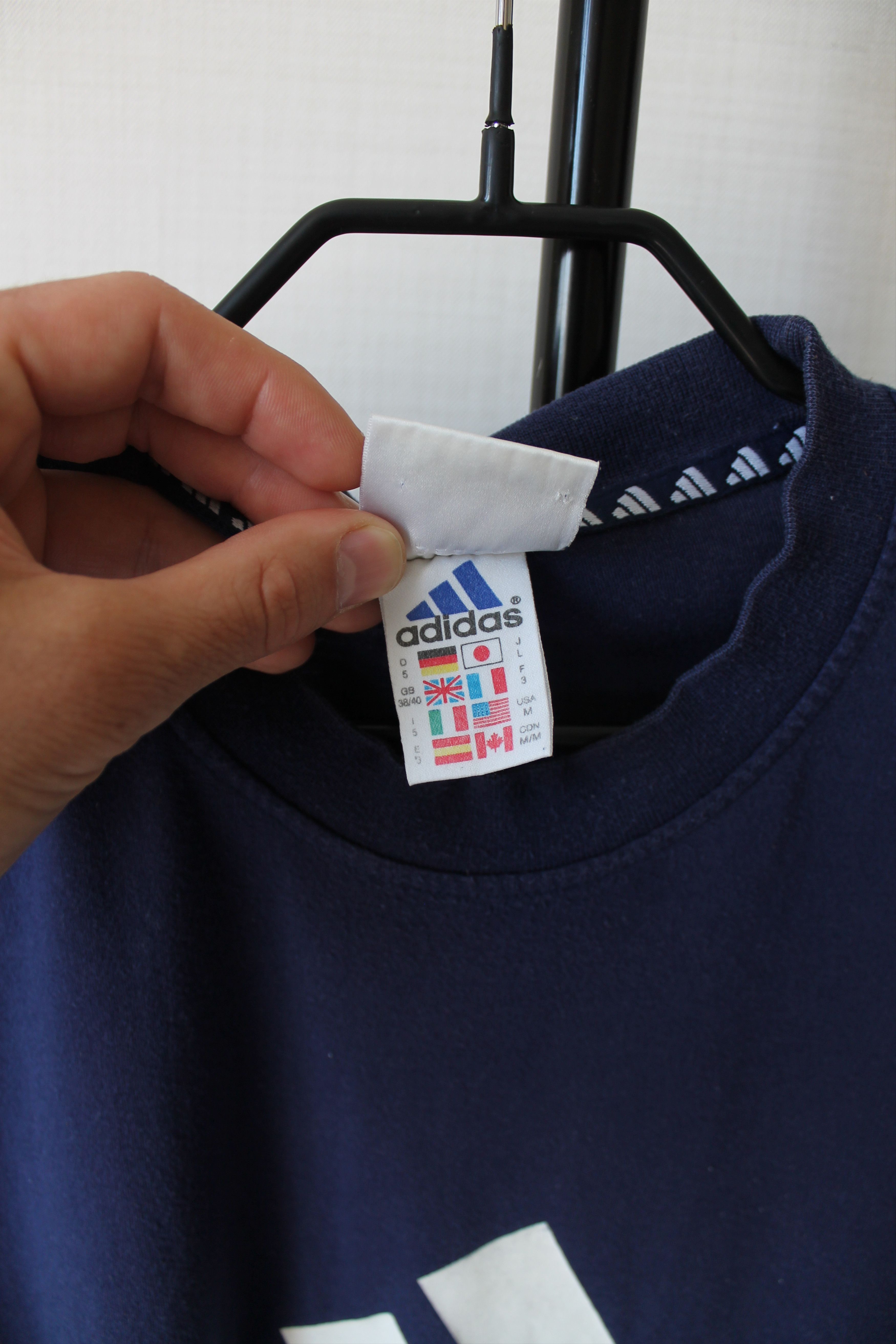 Adidas 1999 ADIDAS Big Logo Vintage T - shirt Navy Sunfaded Size US M / EU 48-50 / 2 - 9 Thumbnail