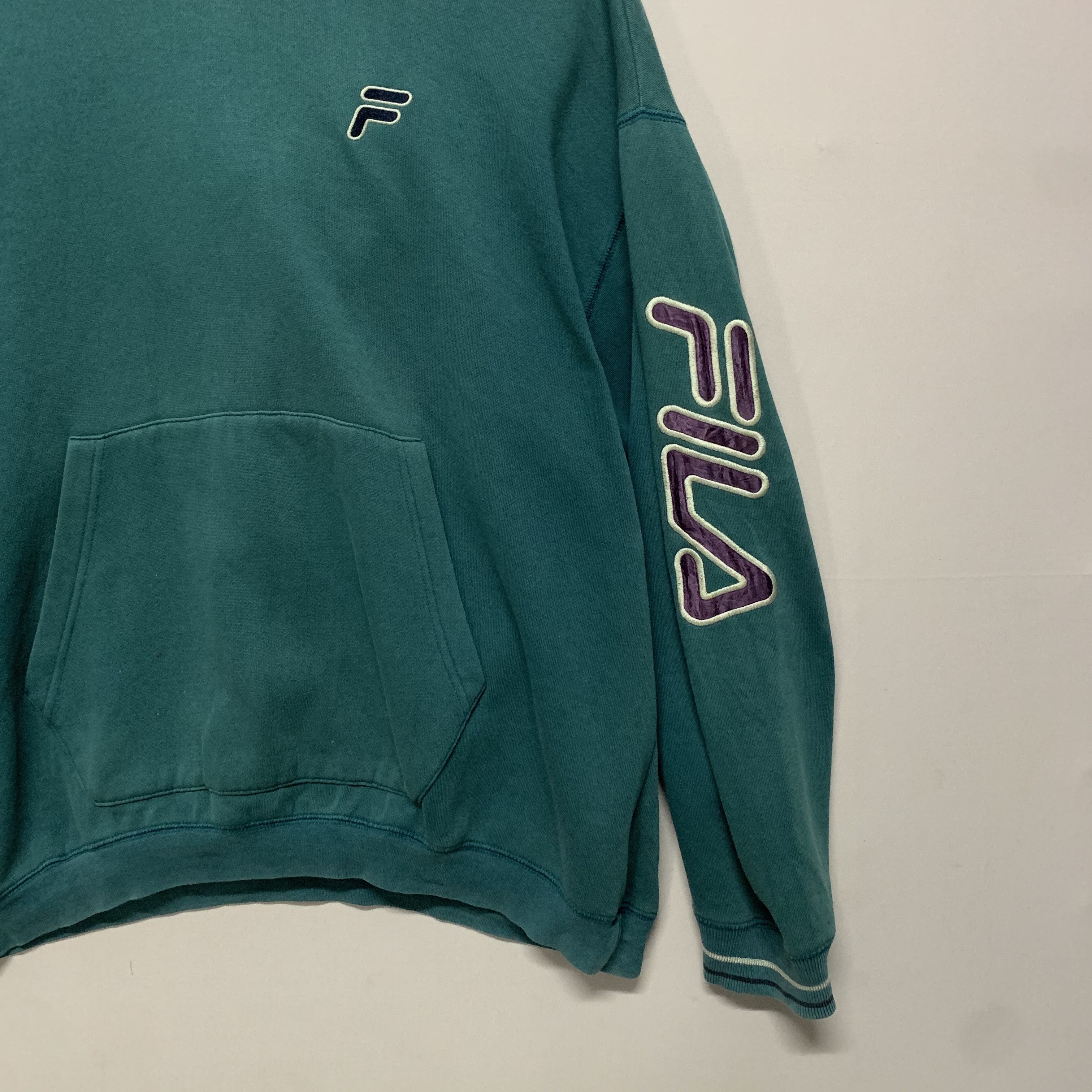 Fila 1990’s Vintage Fila Spell Out Hooded Sweater Sweatshirt Size US L / EU 52-54 / 3 - 3 Thumbnail