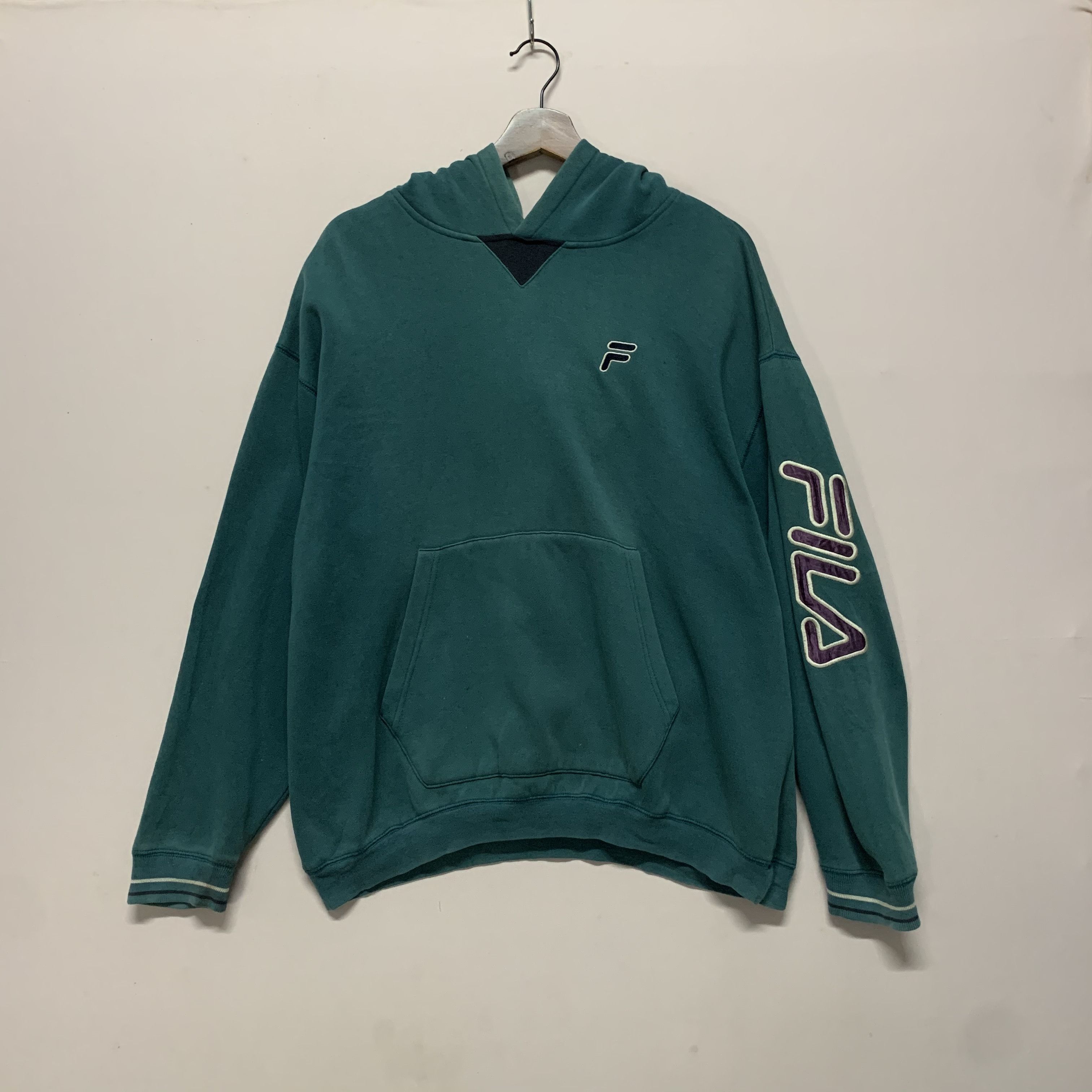 Fila 1990’s Vintage Fila Spell Out Hooded Sweater Sweatshirt Size US L / EU 52-54 / 3 - 1 Thumbnail