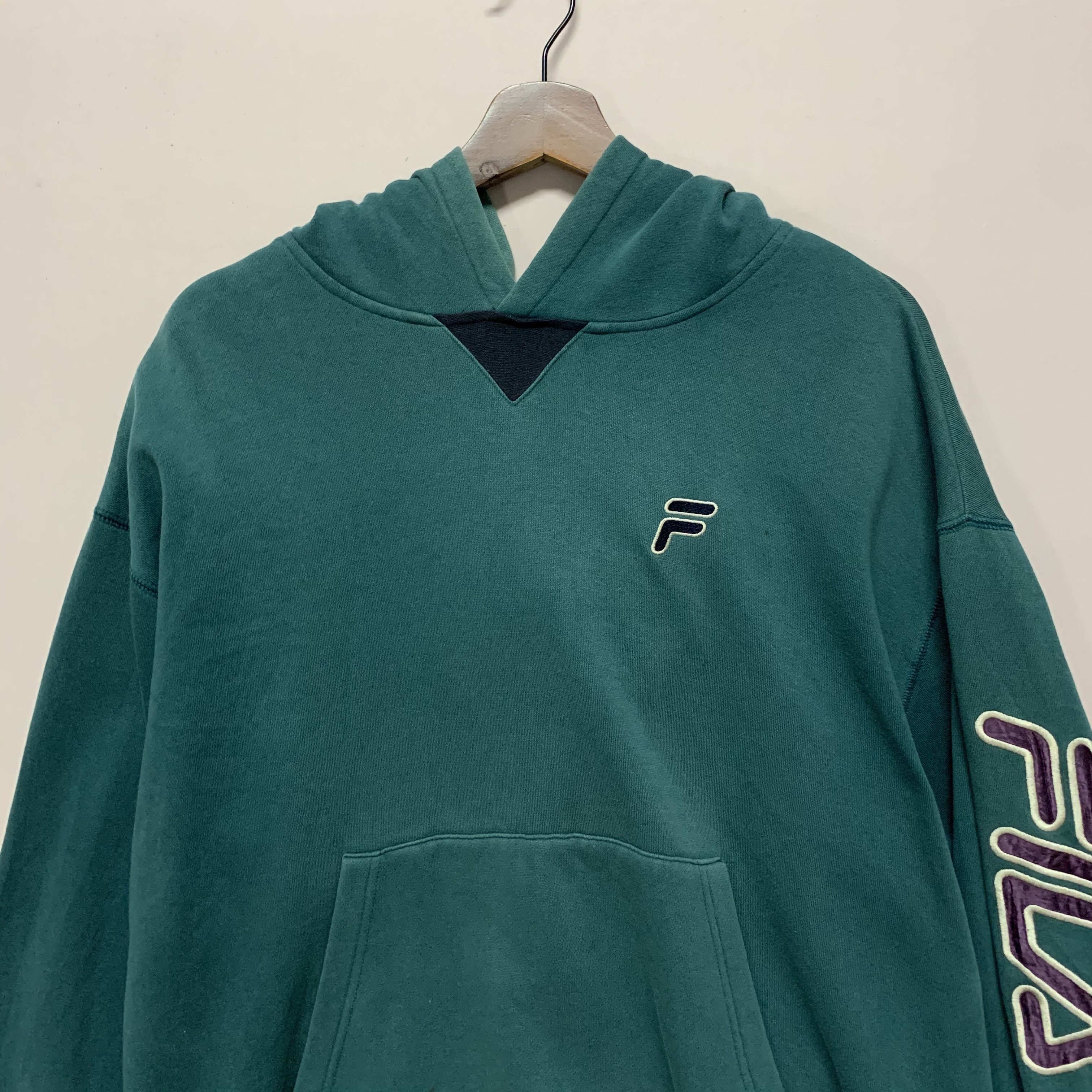 Fila 1990’s Vintage Fila Spell Out Hooded Sweater Sweatshirt Size US L / EU 52-54 / 3 - 2 Thumbnail