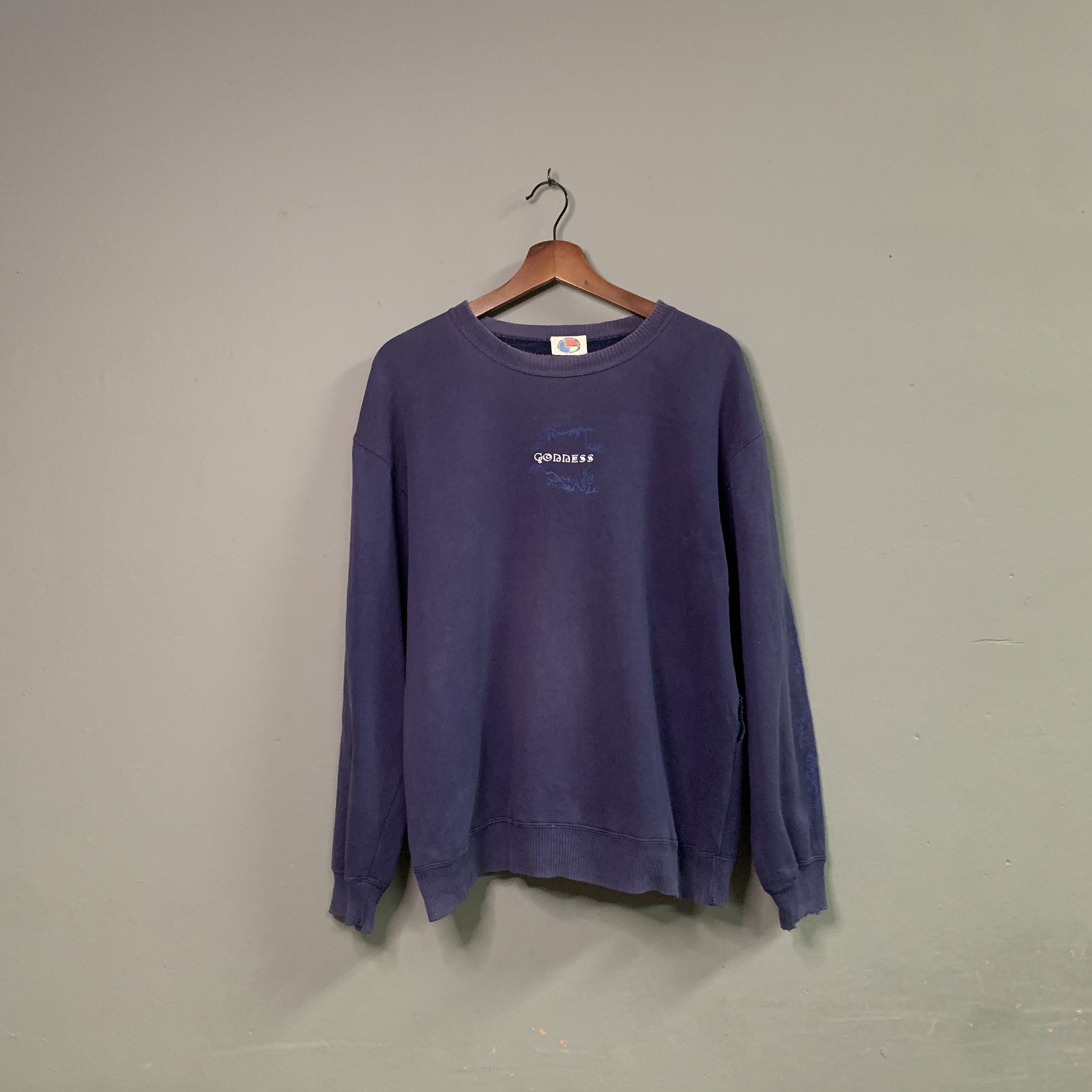 Japanese Brand Vintage Gonness Navy Blue Crewneck Faded Sweater Sweatshirt Size US M / EU 48-50 / 2 - 1 Thumbnail