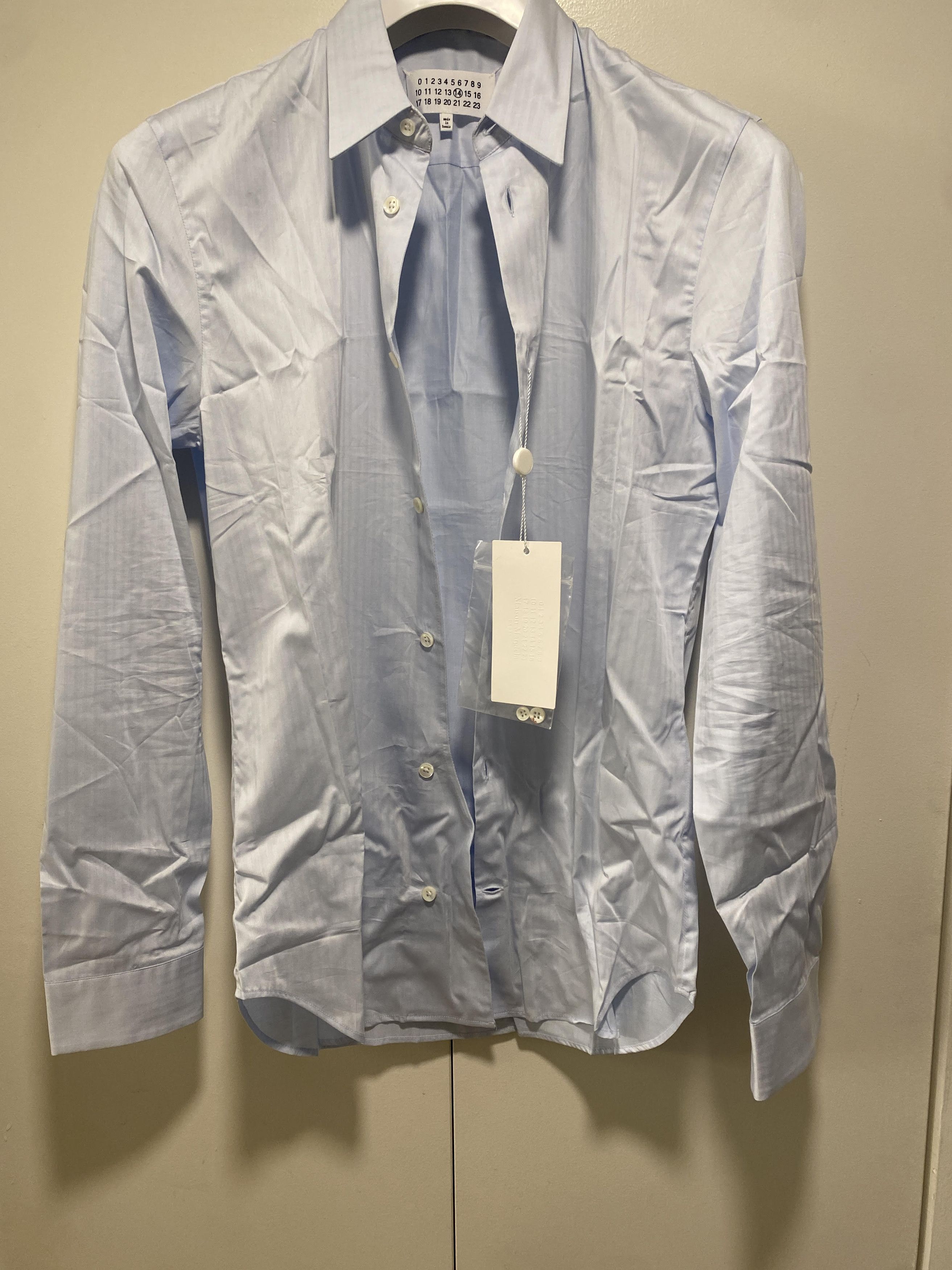 Maison Margiela 14 POPLIN SLIM FIT SHIRT Light blue stripe size 39 Size US M / EU 48-50 / 2 - 1 Thumbnail